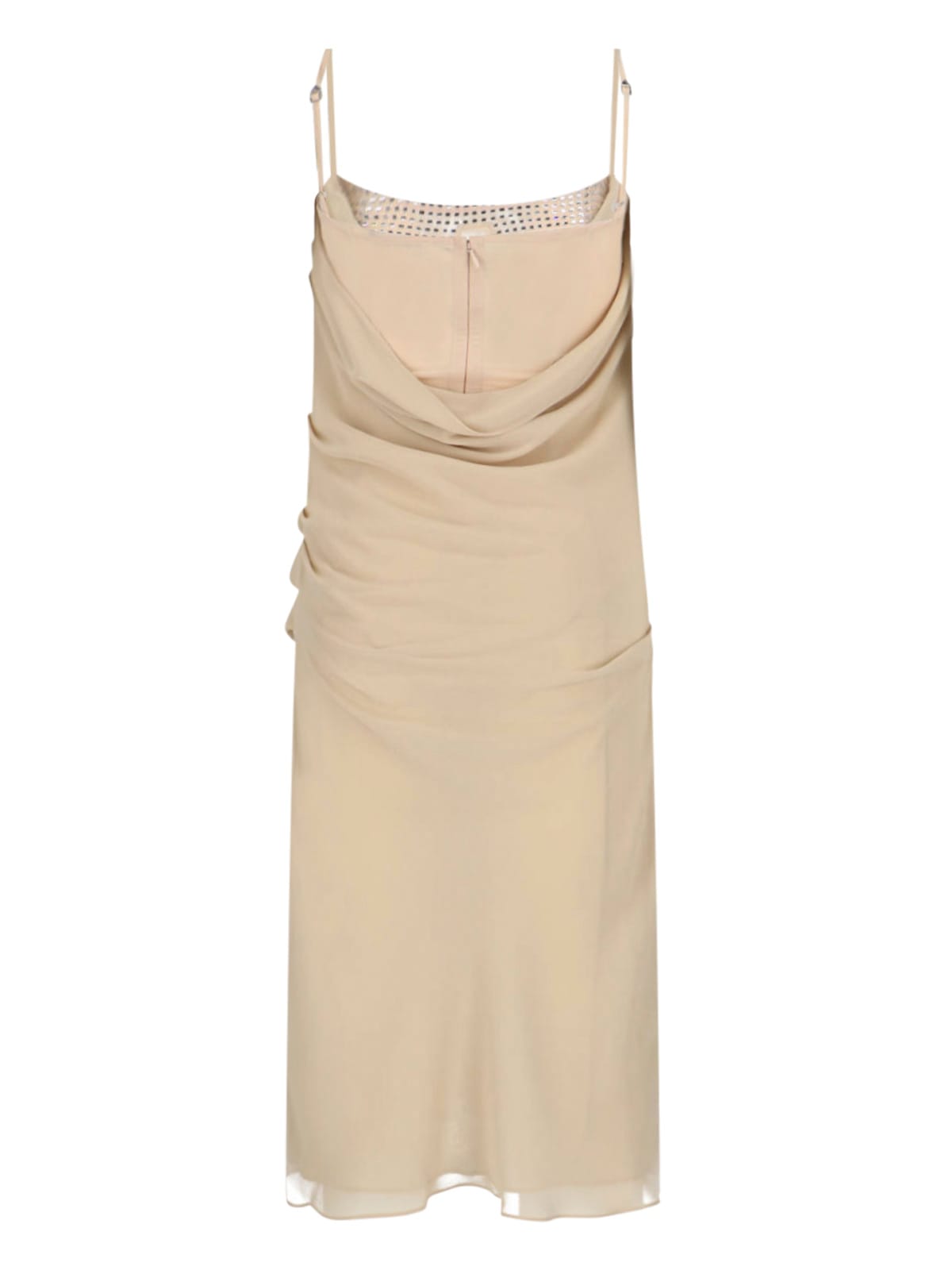 Attico Draped Cowl Neckline Spaghetti Straps In Beige