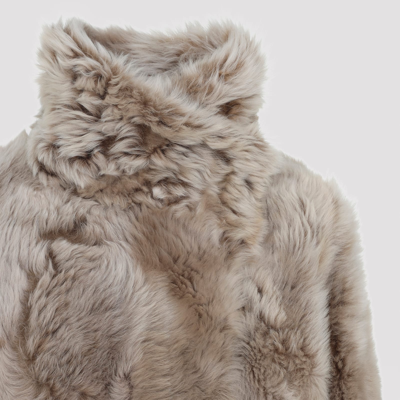 Yves Salomon Short Jacket With Stand-up Collar In Variegated Lamb Leather In Gray