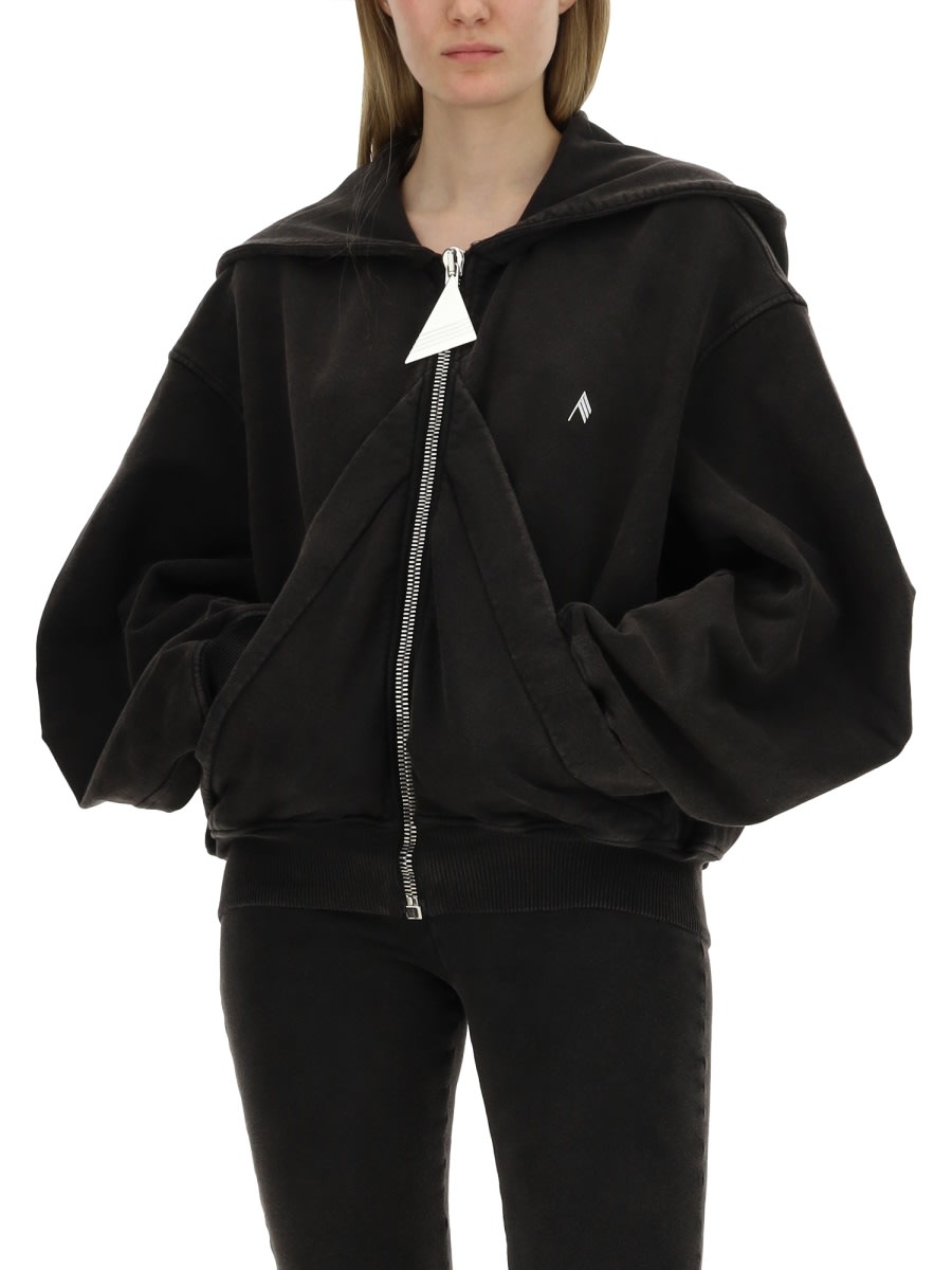 Shop Attico Zip Sweatshirt. In Black