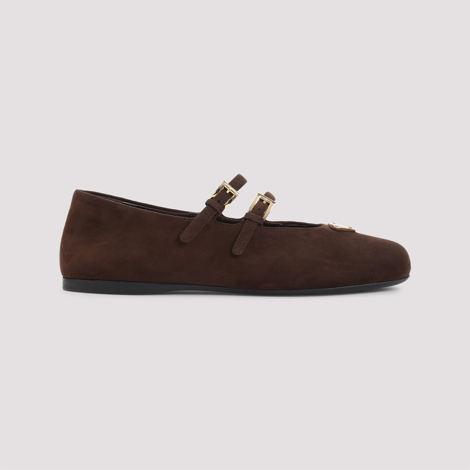 Prada Suede Ballerinas With Flat Sole And Round Toe In Burgundy