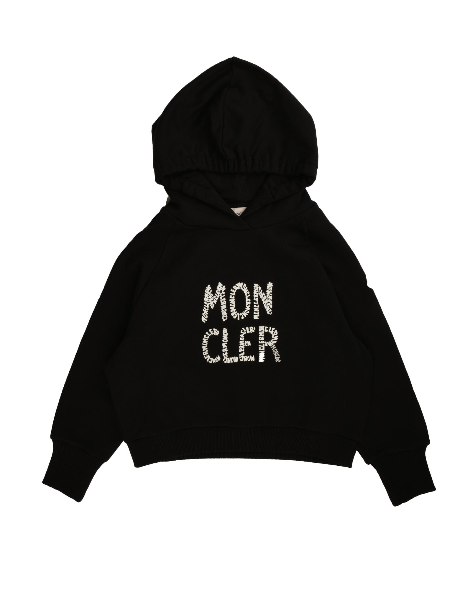 Moncler Kids' Black Hoodie And White Writing