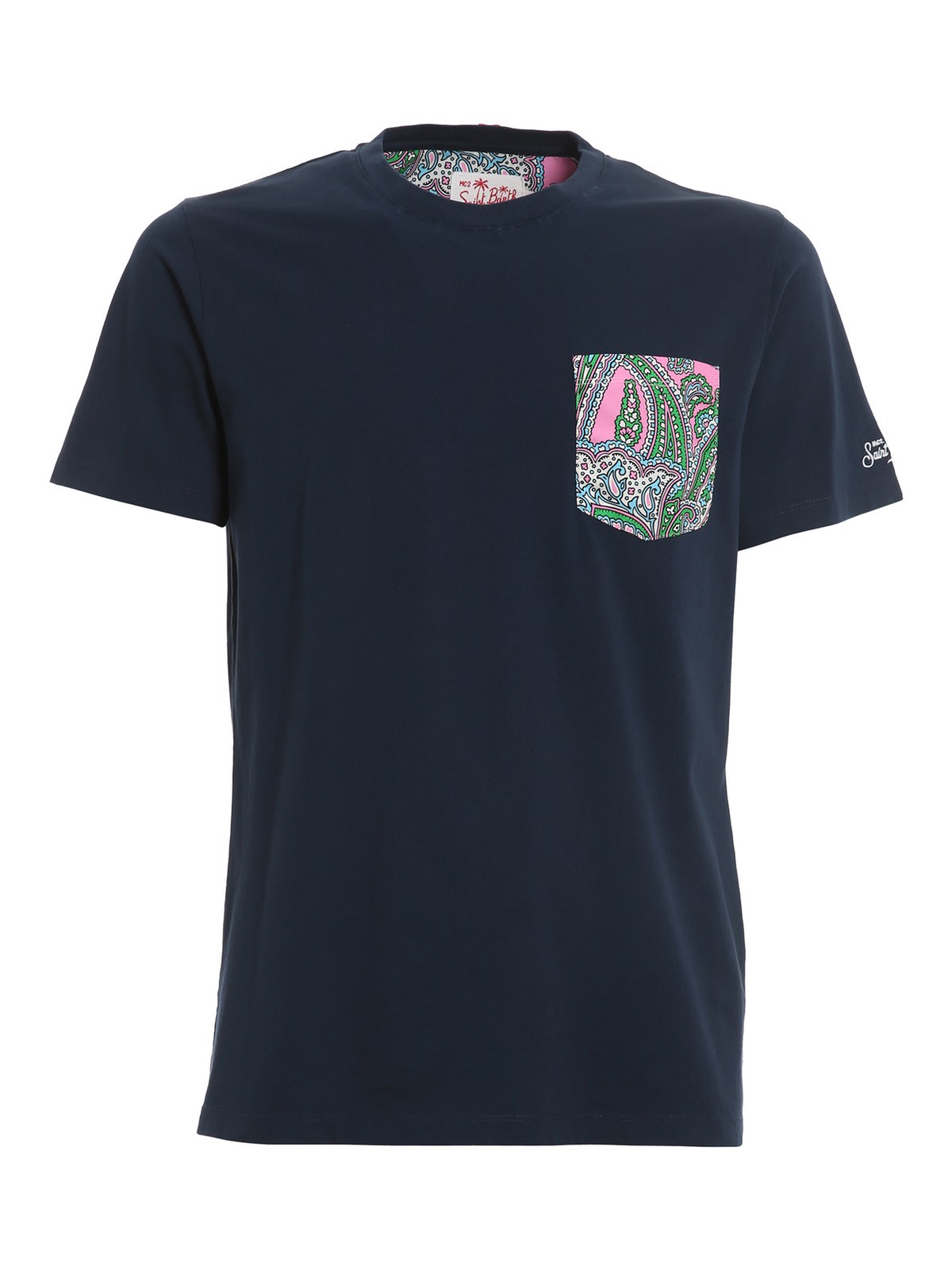MC2 Saint Barth T-shirt Con Tasca Stampata Blu Blanche02911b
