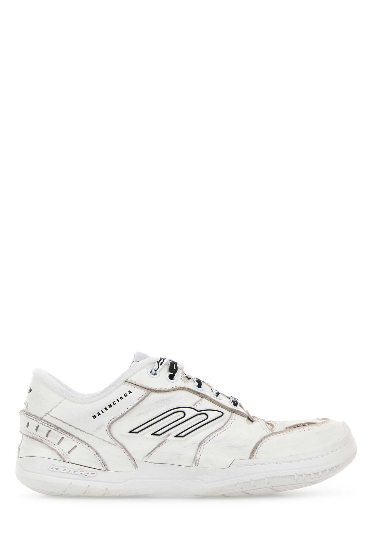 Balenciaga Hamptons 3b Sports Icon Leather Sneakers In White