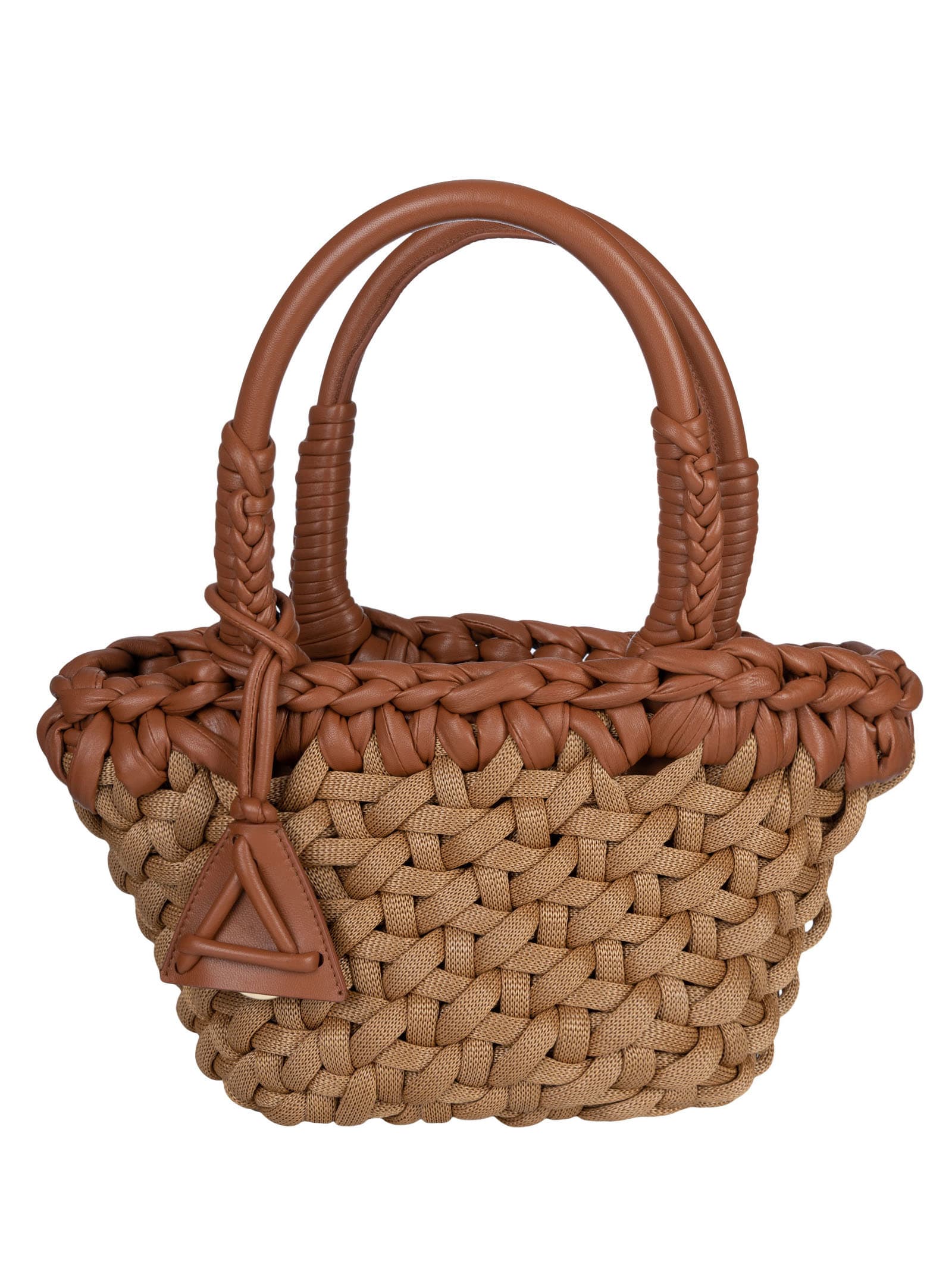 Shop Alanui Weave Small Tote In Sand Brown