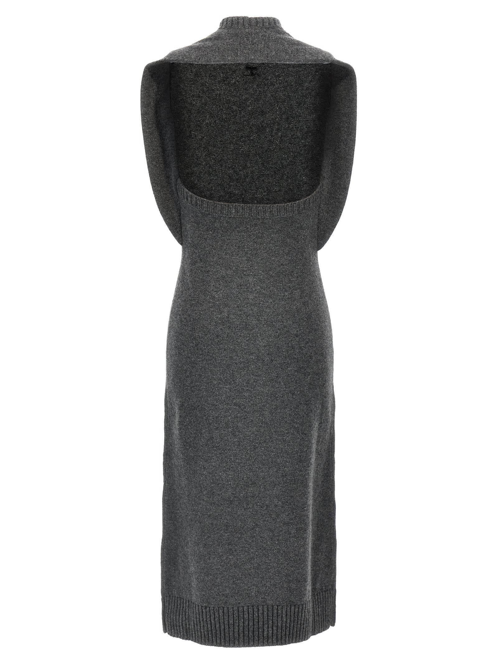 Shop Courrèges Over The Shoulder Drapè Dress In Gray