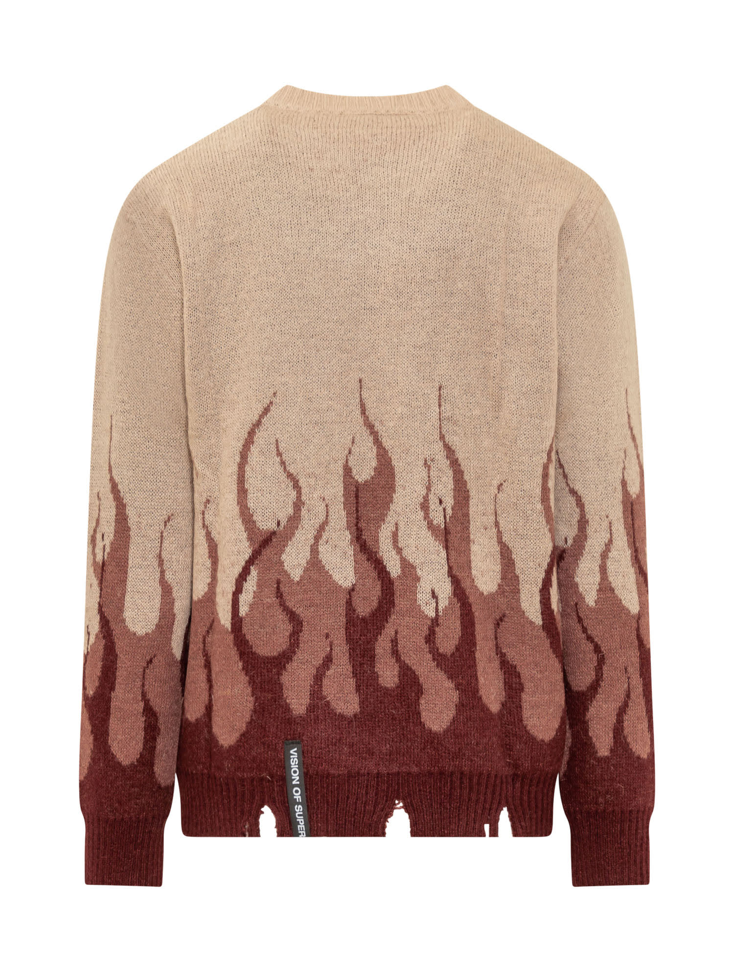 Shop Vision Of Super Flames Sweater In Grape Wine