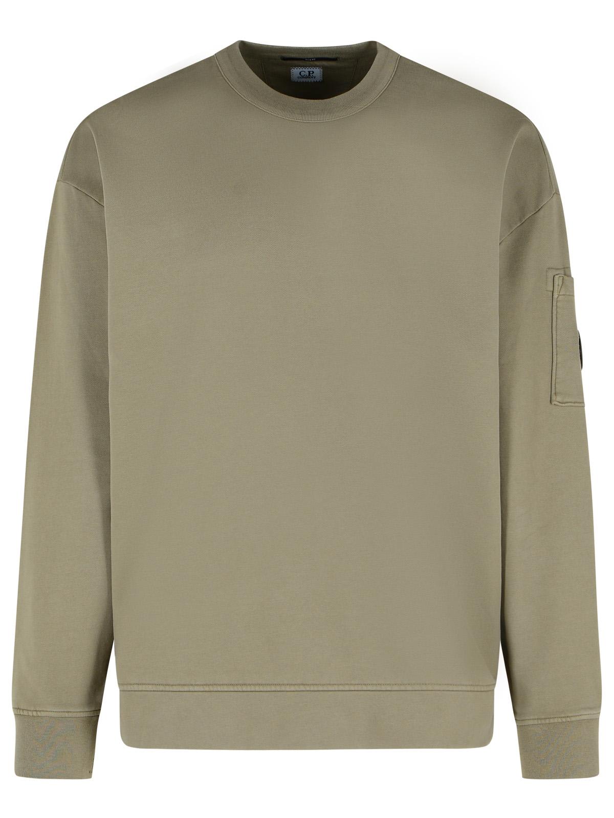 C.p. Company Cotton Sweatshirt Arm Pocket In Green