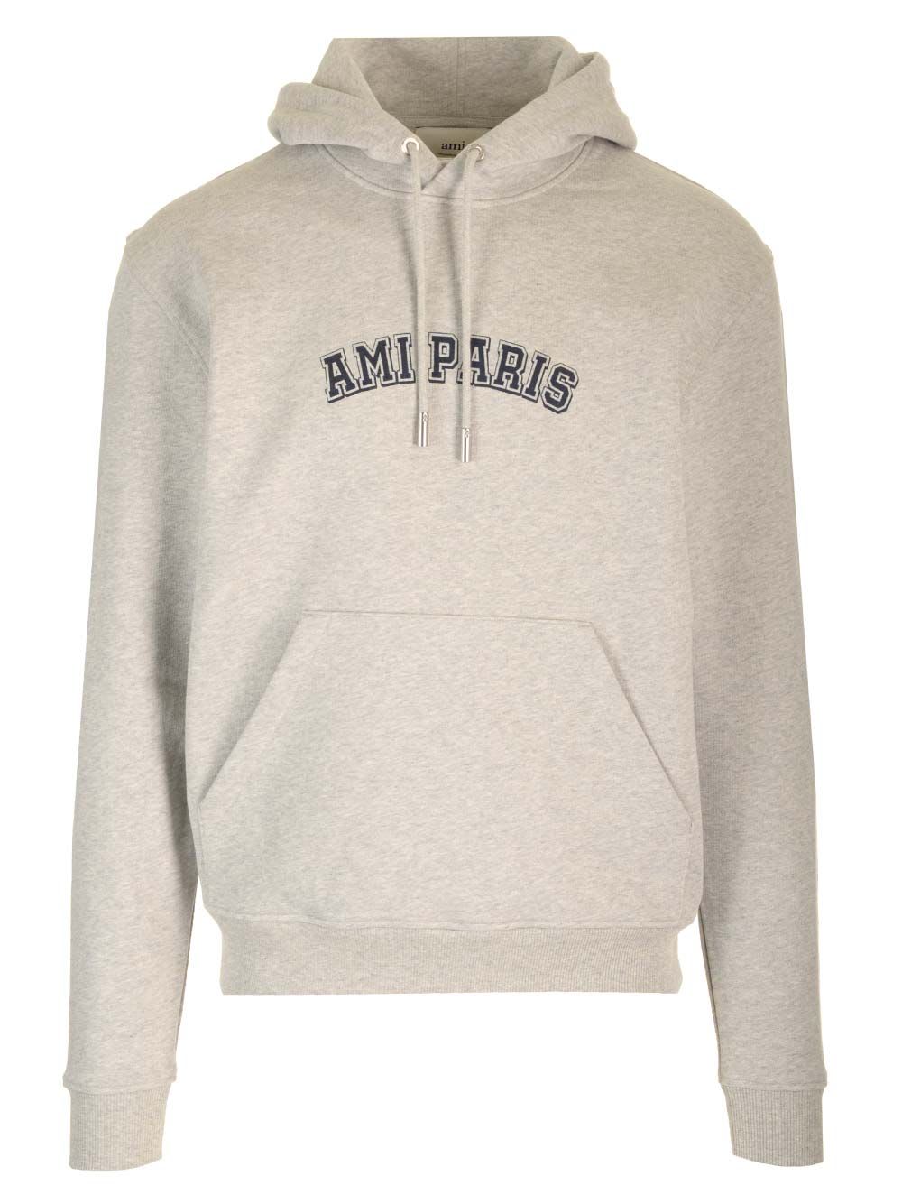 Shop Ami Alexandre Mattiussi Ami Paris Hoodie In Grey