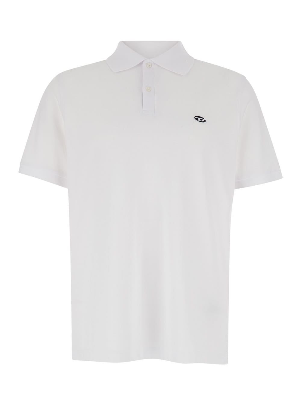 White Polo Shirt With Classic Collar And D Logo On The Front In Cotton Man