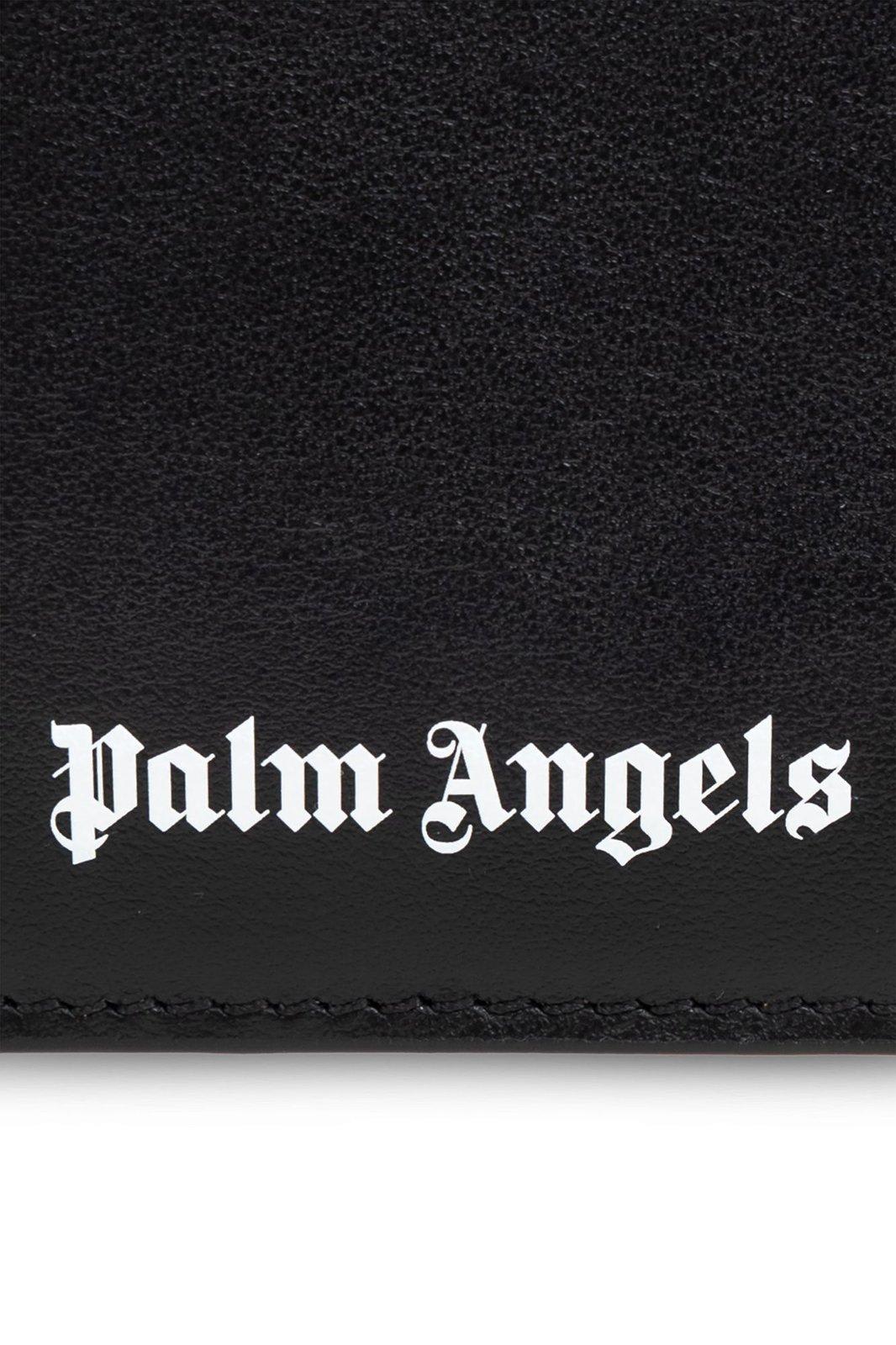 Shop Palm Angels Logo Printed Bi-fold Wallet In Black/white