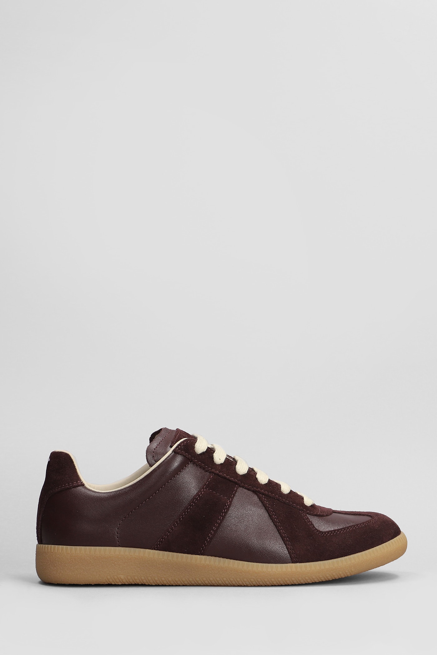 Replica Sneakers In Bordeaux Suede And Leather