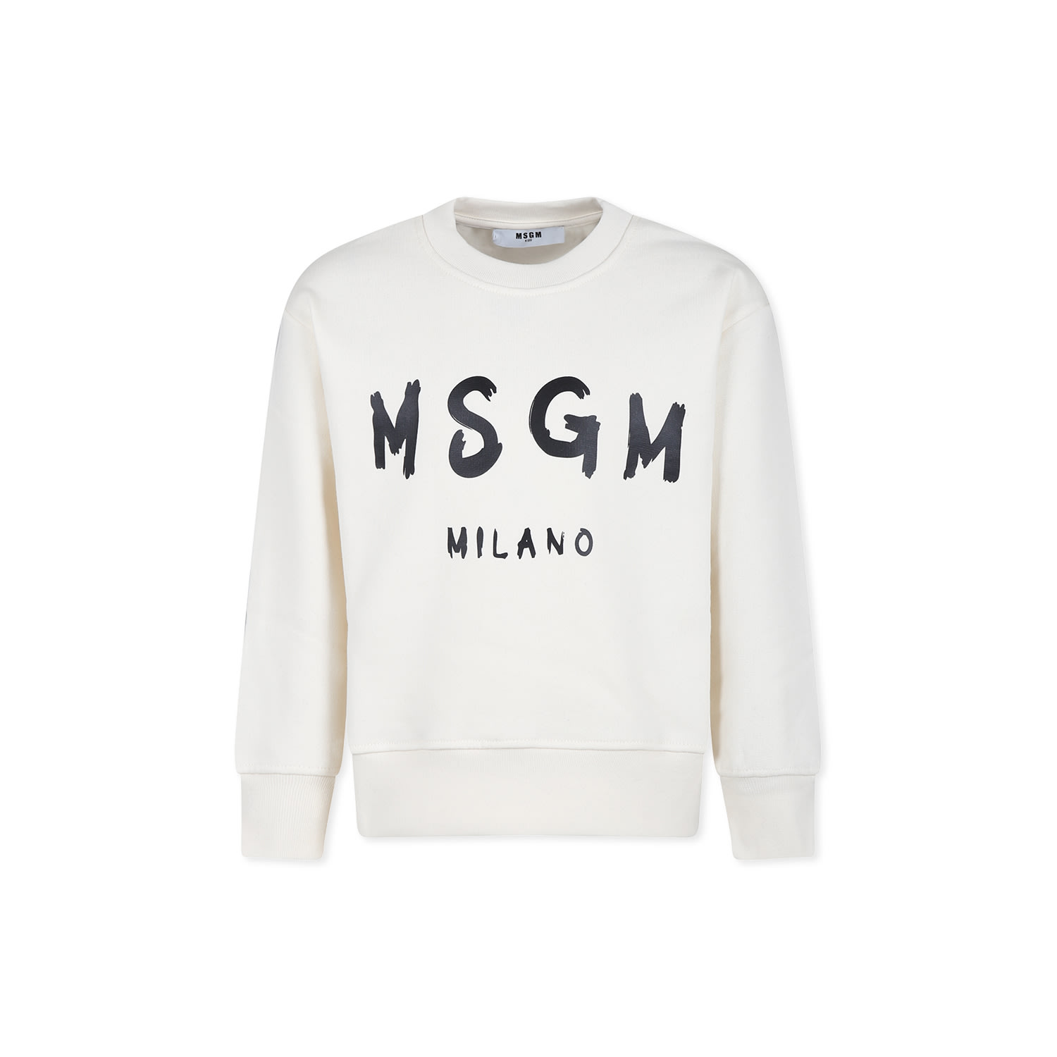 Msgm Logo-print Sweatshirt In Ivory