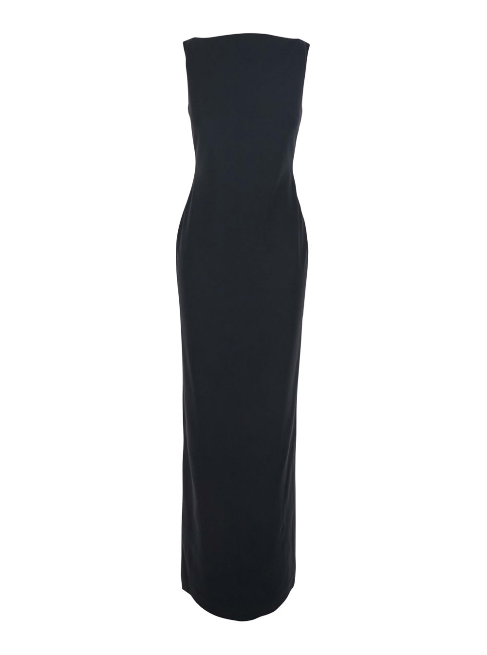 Solace London Black Long Dress With Square Neckline And Cut Out On The Back In Fabric Woman In Black