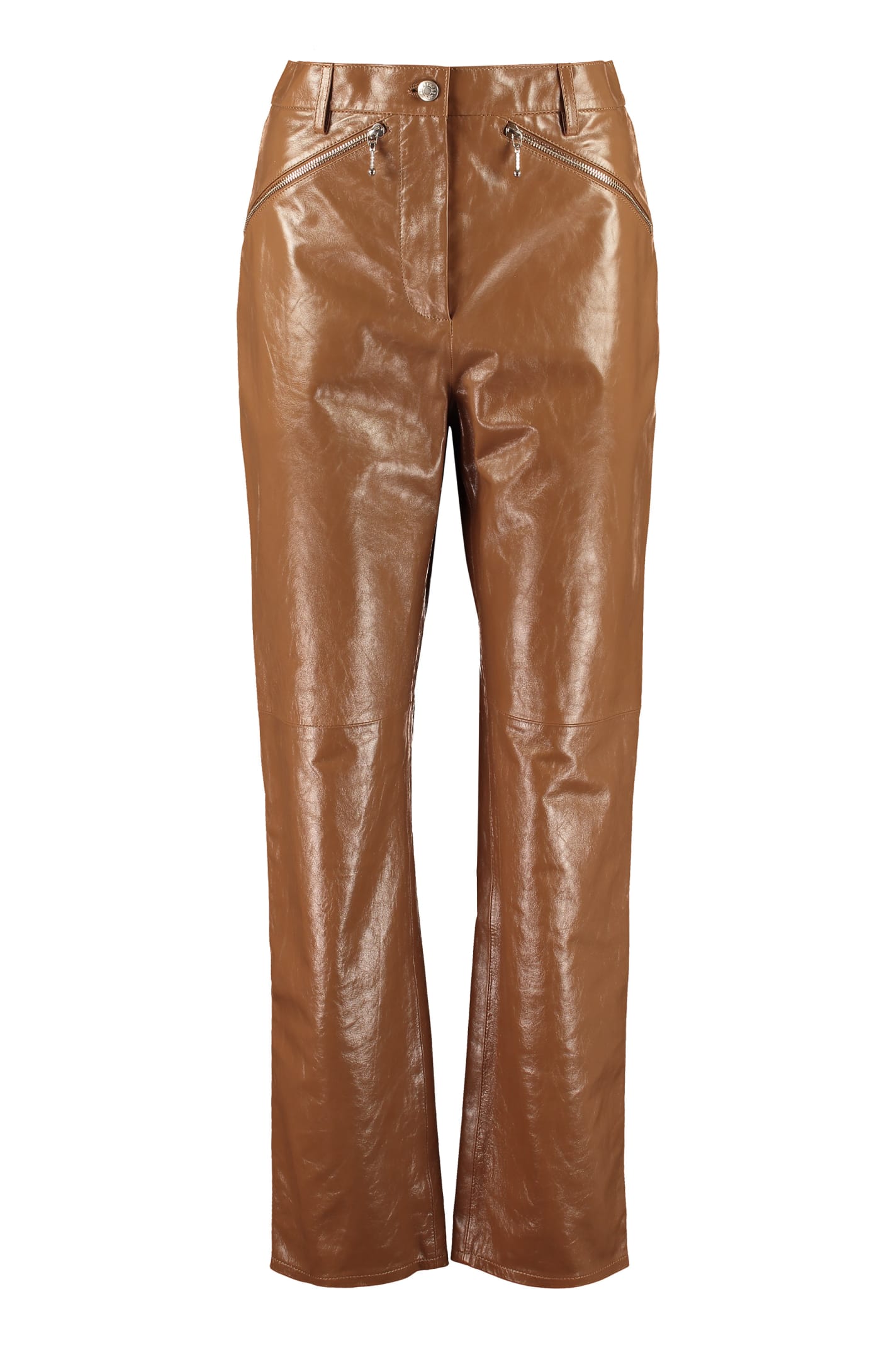 Alexa Chung Leather Pants In Mud