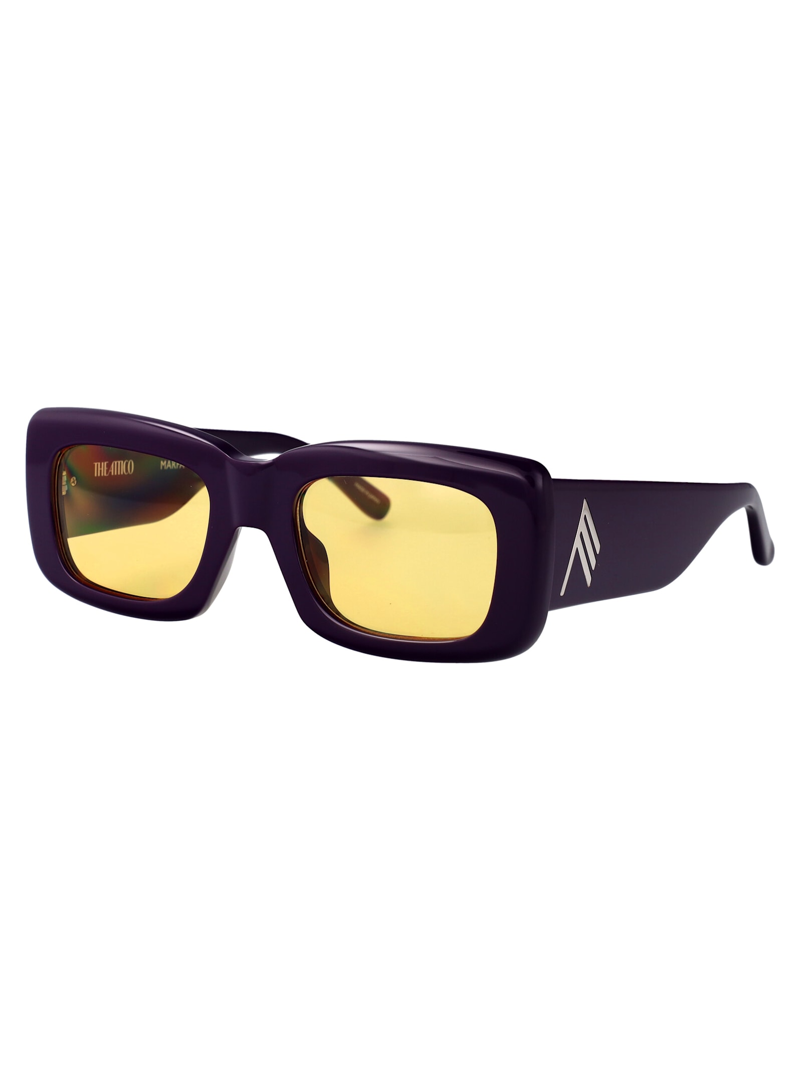 Attico Mini Marfa Sunglasses In Purple/sulver/yellow