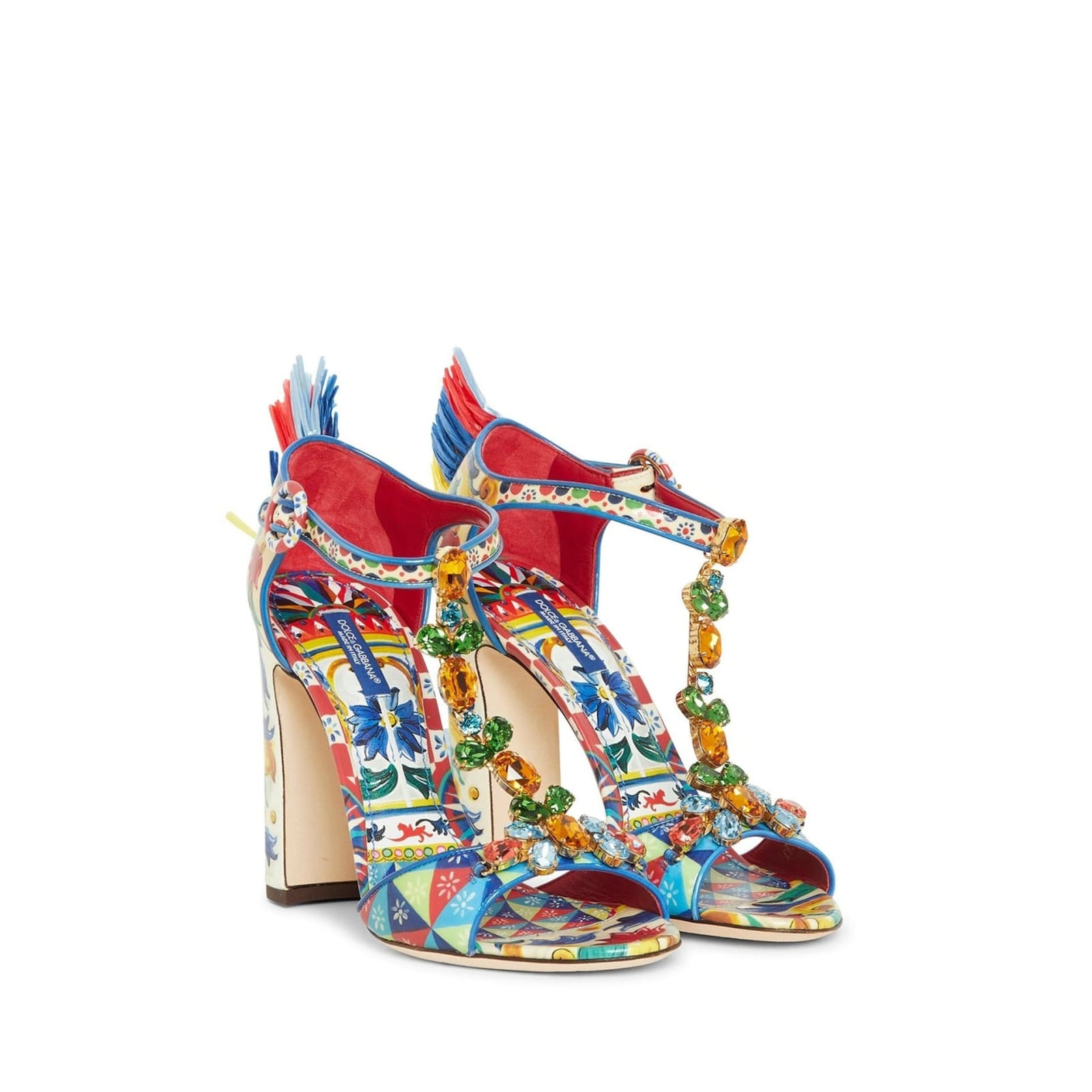 Shop Dolce & Gabbana Raffia-trimmed Leather Sandals In Blue
