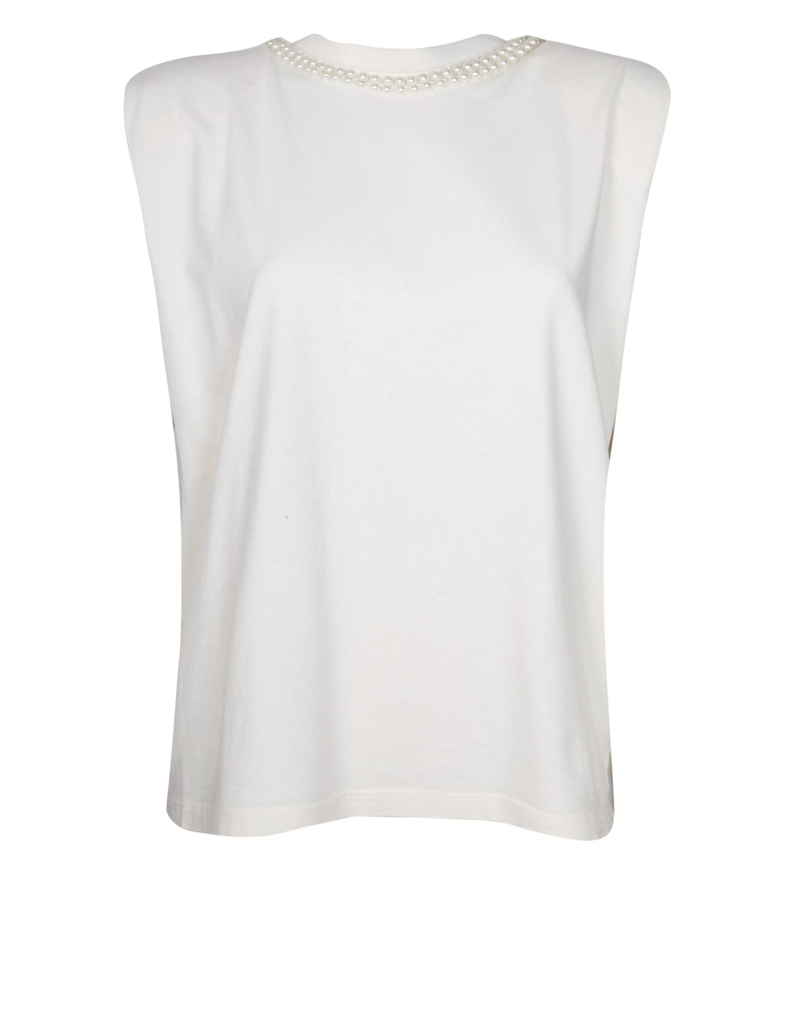 Shop Golden Goose Isabel T-shirt In Cotton With Applied Pearls In White