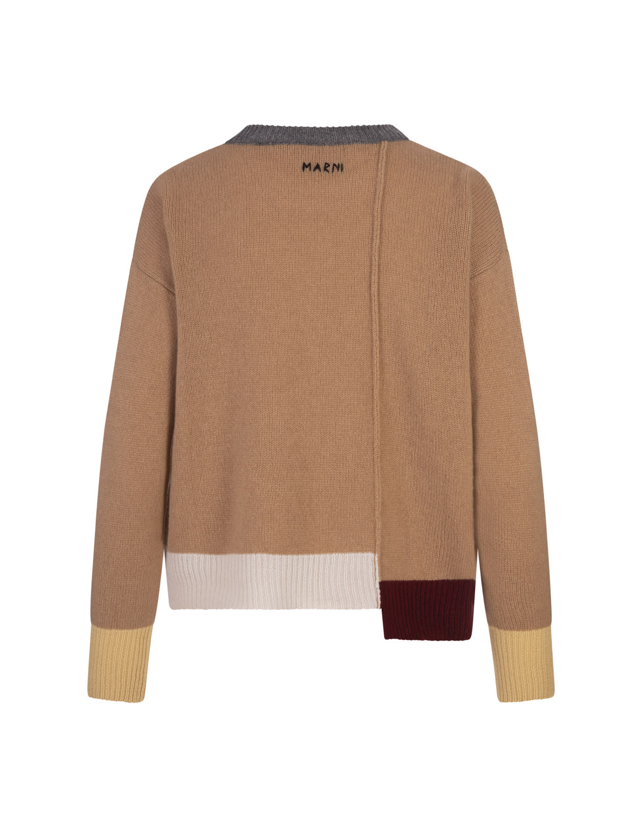 Shop Marni Earthofsiena Colour Block Cashemere Sweater In Brown