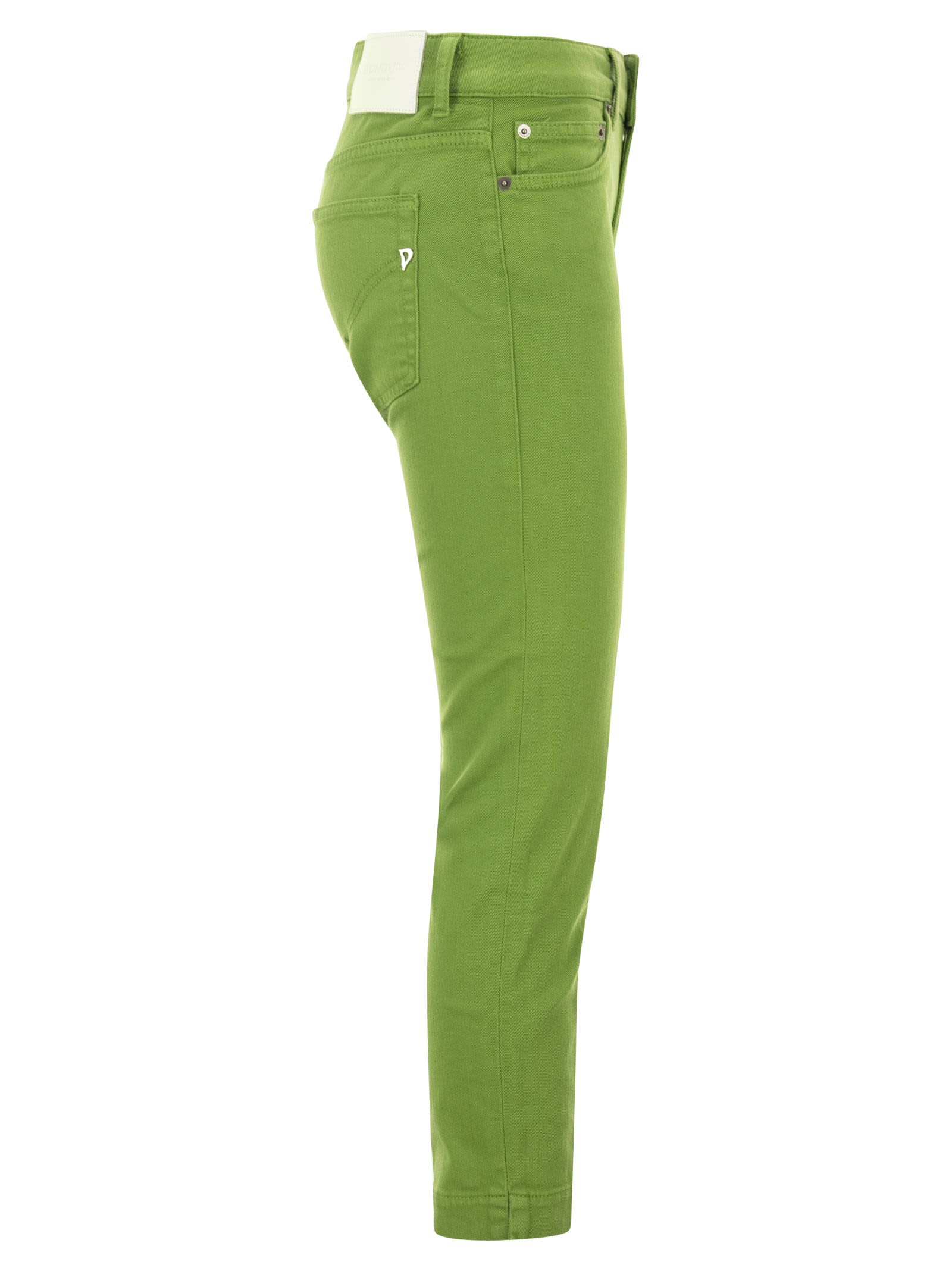 Shop Dondup Rose Cropped Stretch Cotton Trousers In Green