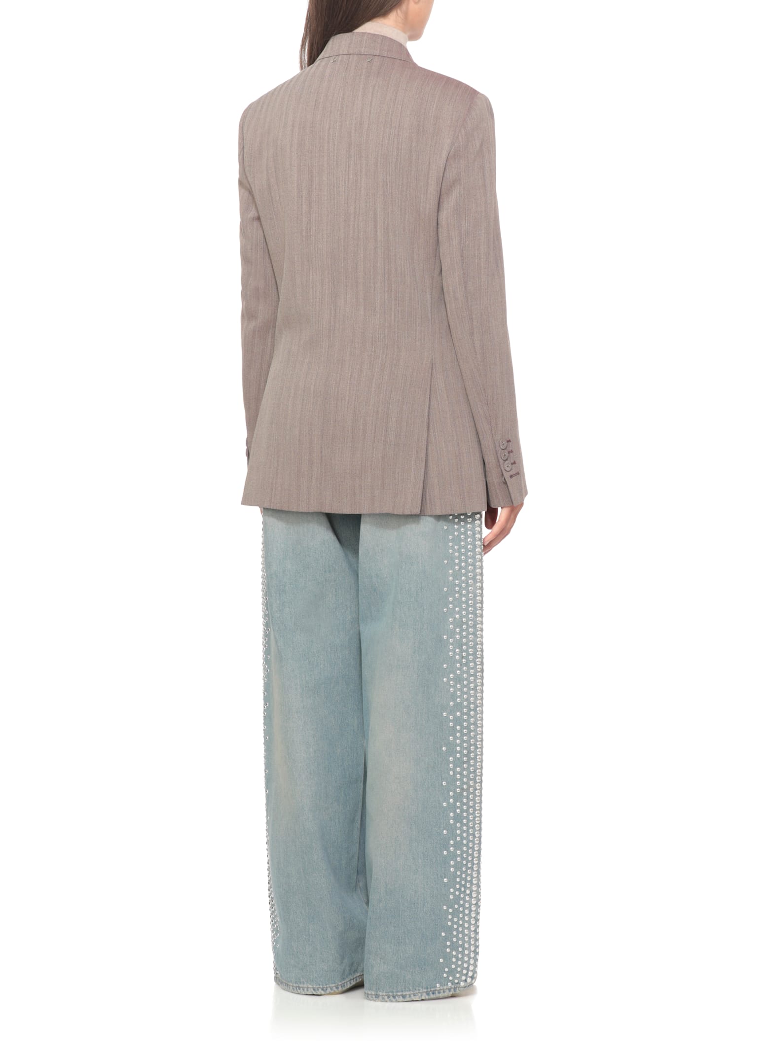 Golden Goose Diva Herringbone Virgin Wool Blazer In Gray