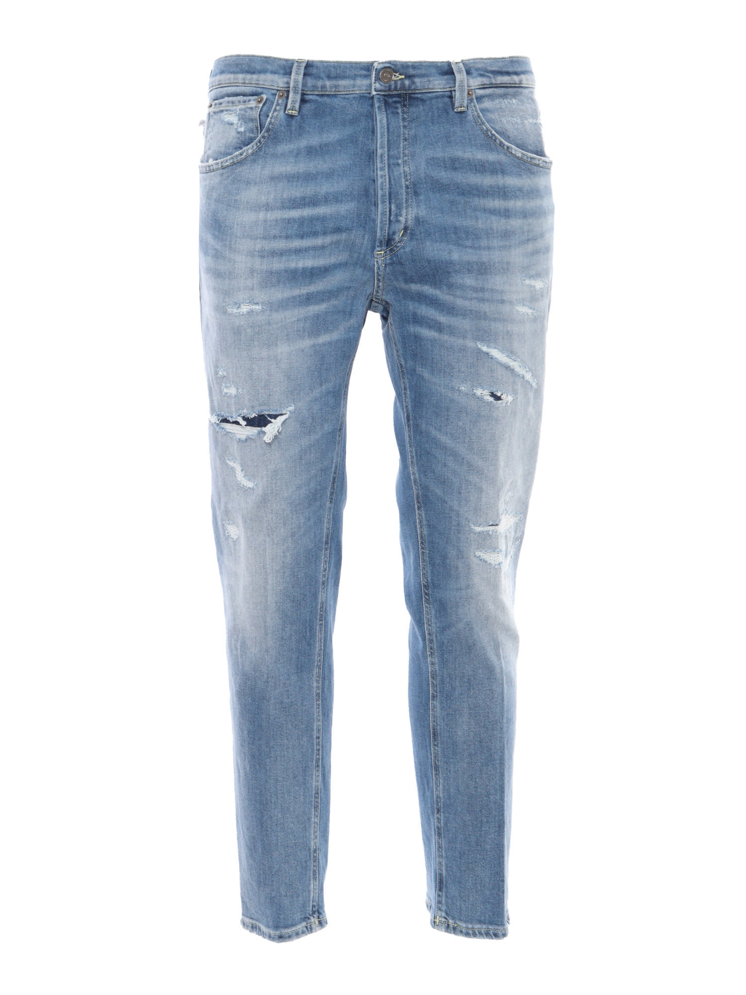Shop Dondup Jeans With Light Frayed Tears In Blue
