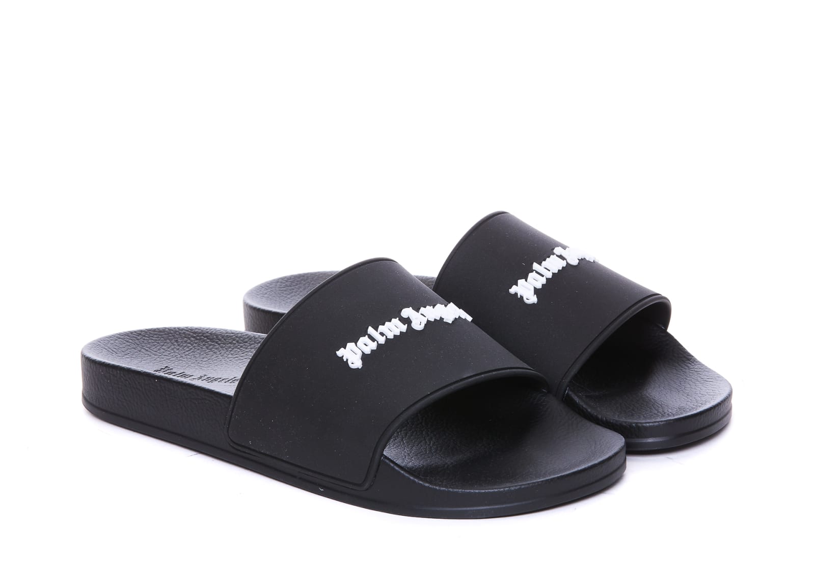 Shop Palm Angels Logo Slide Sandals In Black