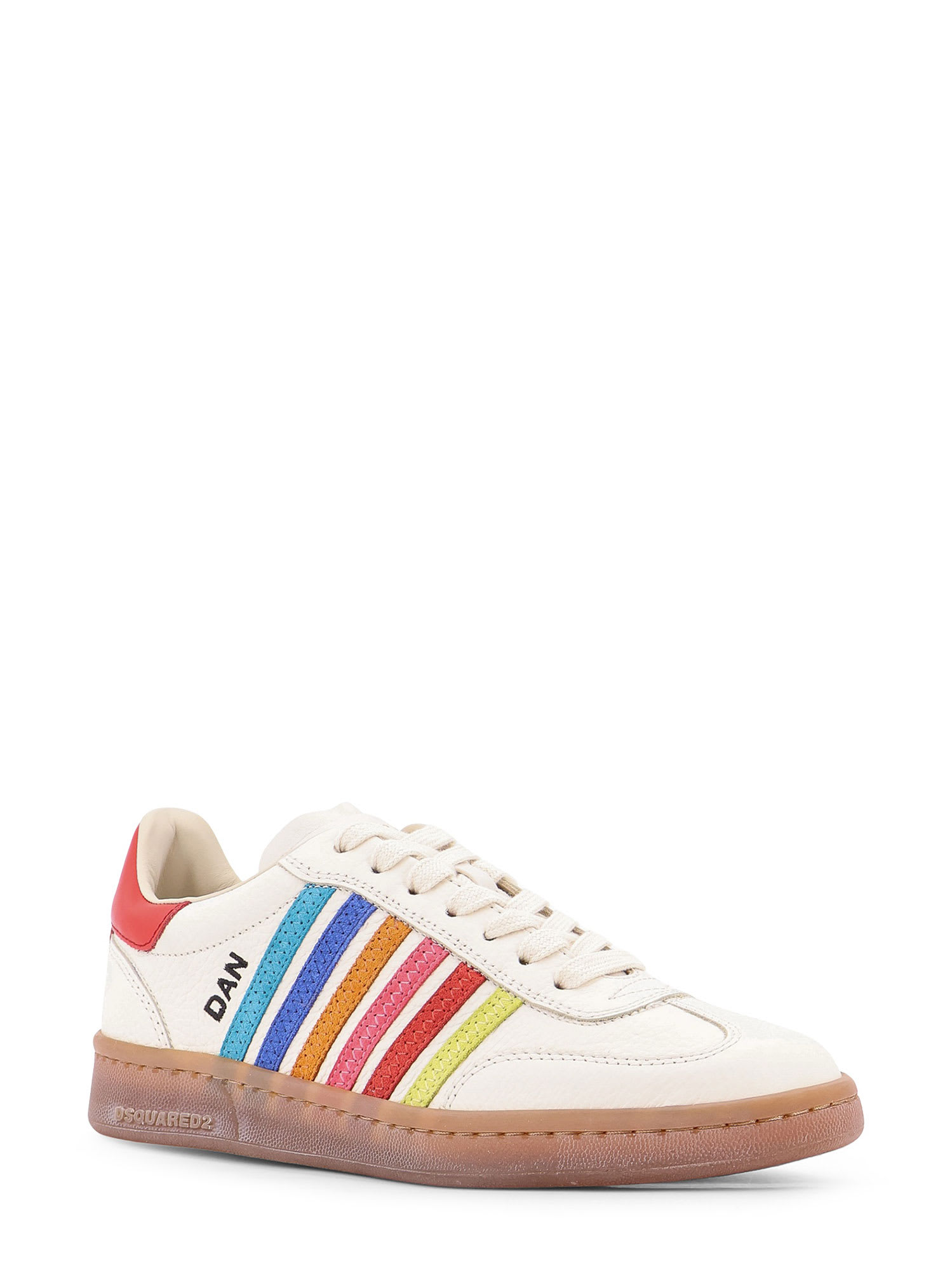 DSQUARED2 BOXER DSQUARED2 SUMMER LOVERS LEATHER SNEAKERS WITH MULTICOLOR STRIPES