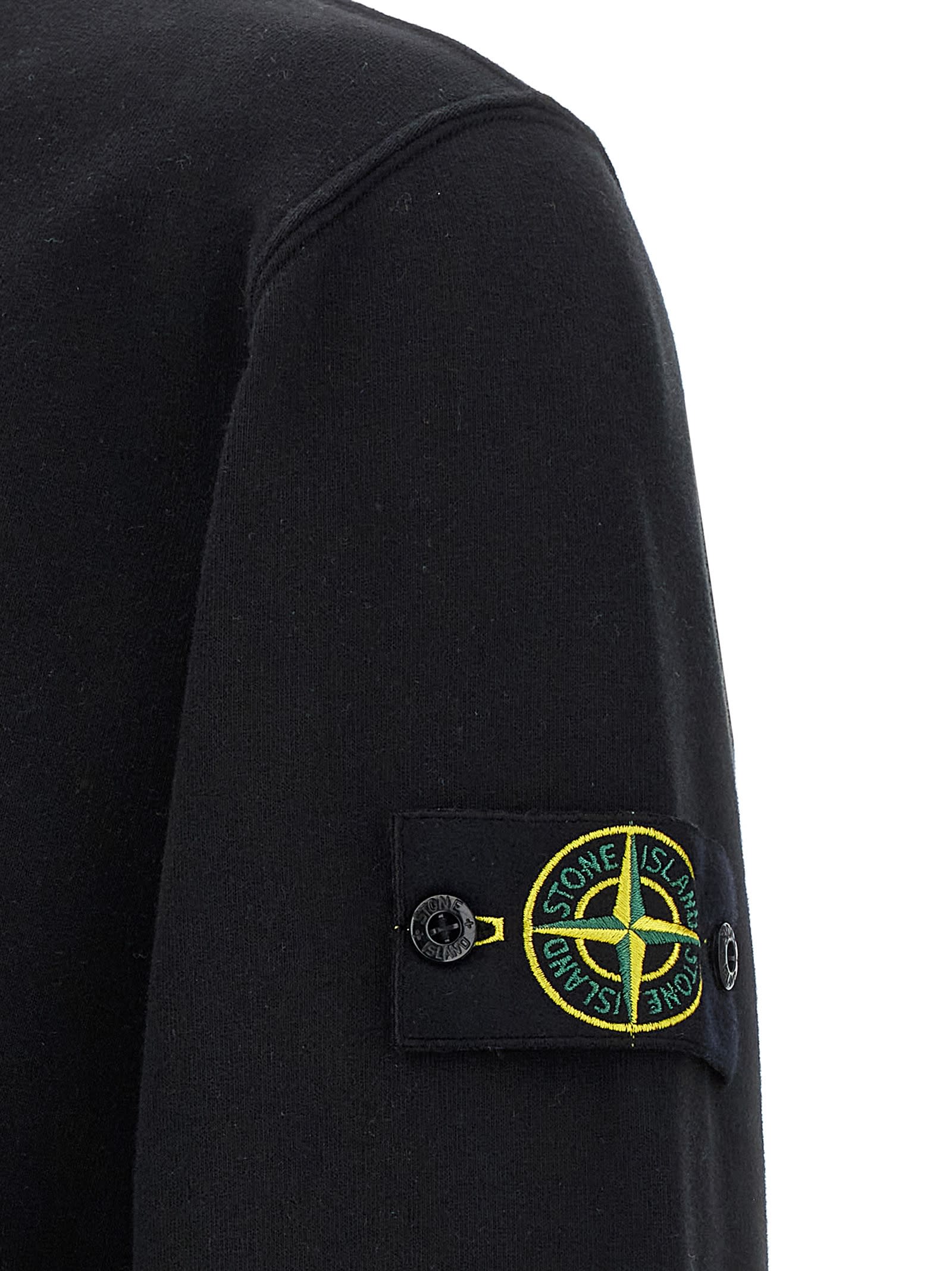 Stone Island Vanisé Brushed Heavy Cotton Sweatshirt In Black