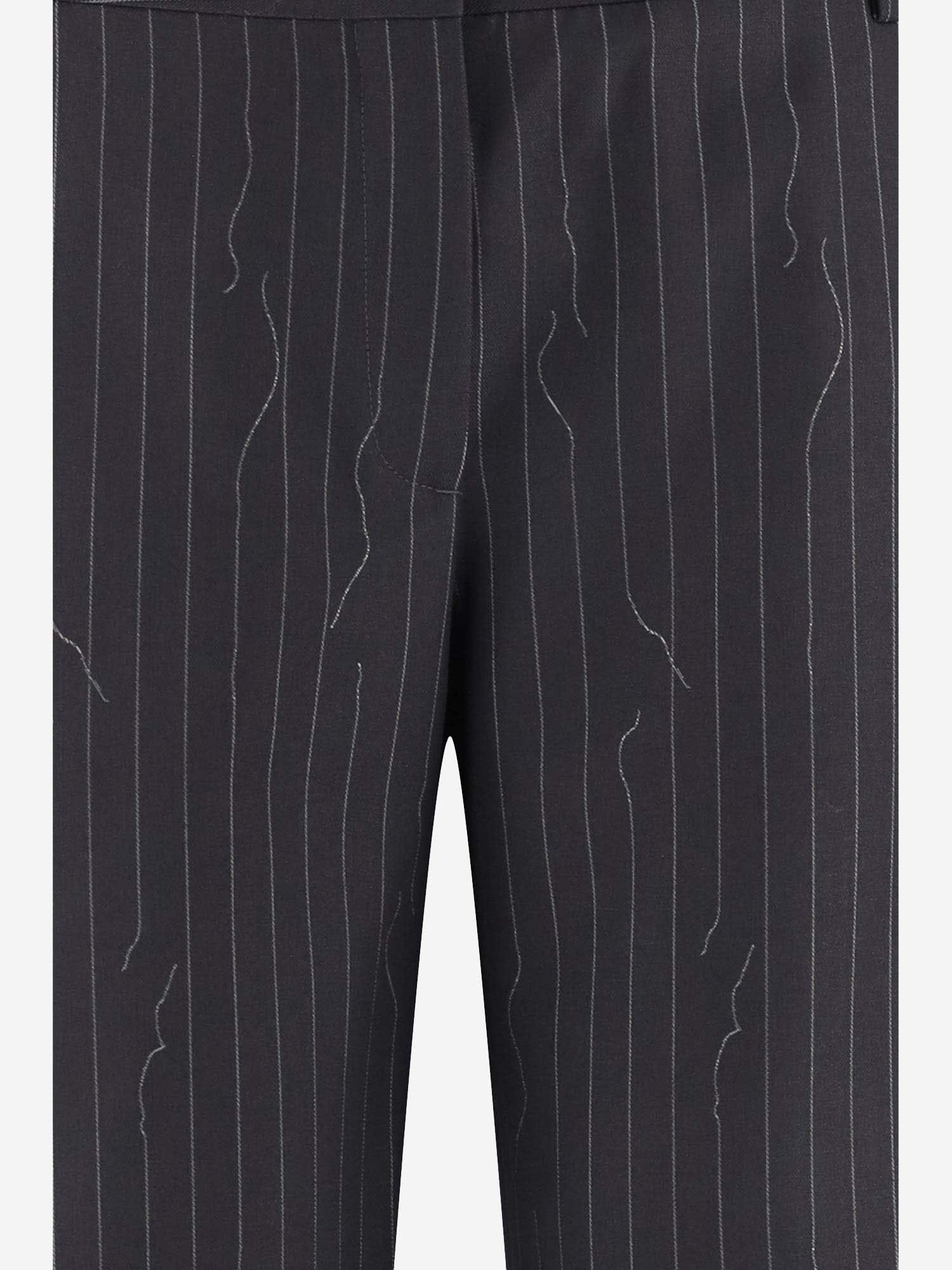 Shop Off-white Wool Blend Pinstripe Pants In Black