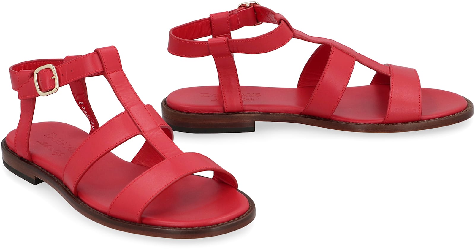Doucal's Urano Leather Sandals In Red