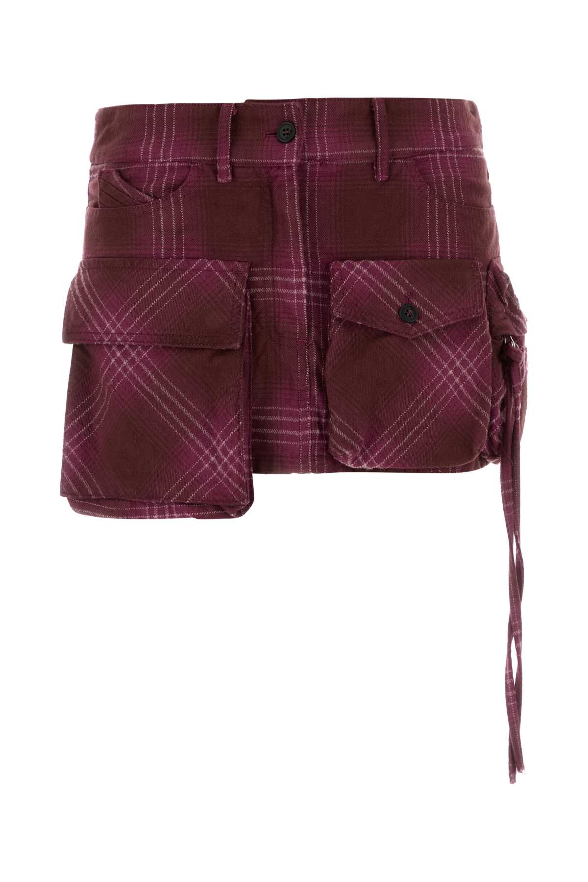 Attico Embroidered Cotton Blend Mini Skirt In Burgundy