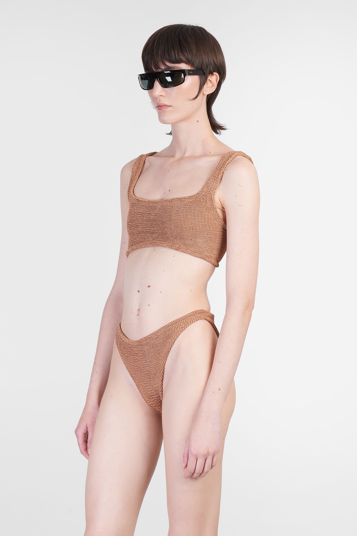 Hunza G Xandra Bikini Beachwear In Bronze Polyamide