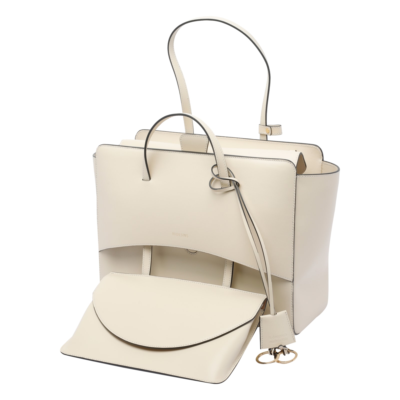 Hidesins Large Flap Handbag In White