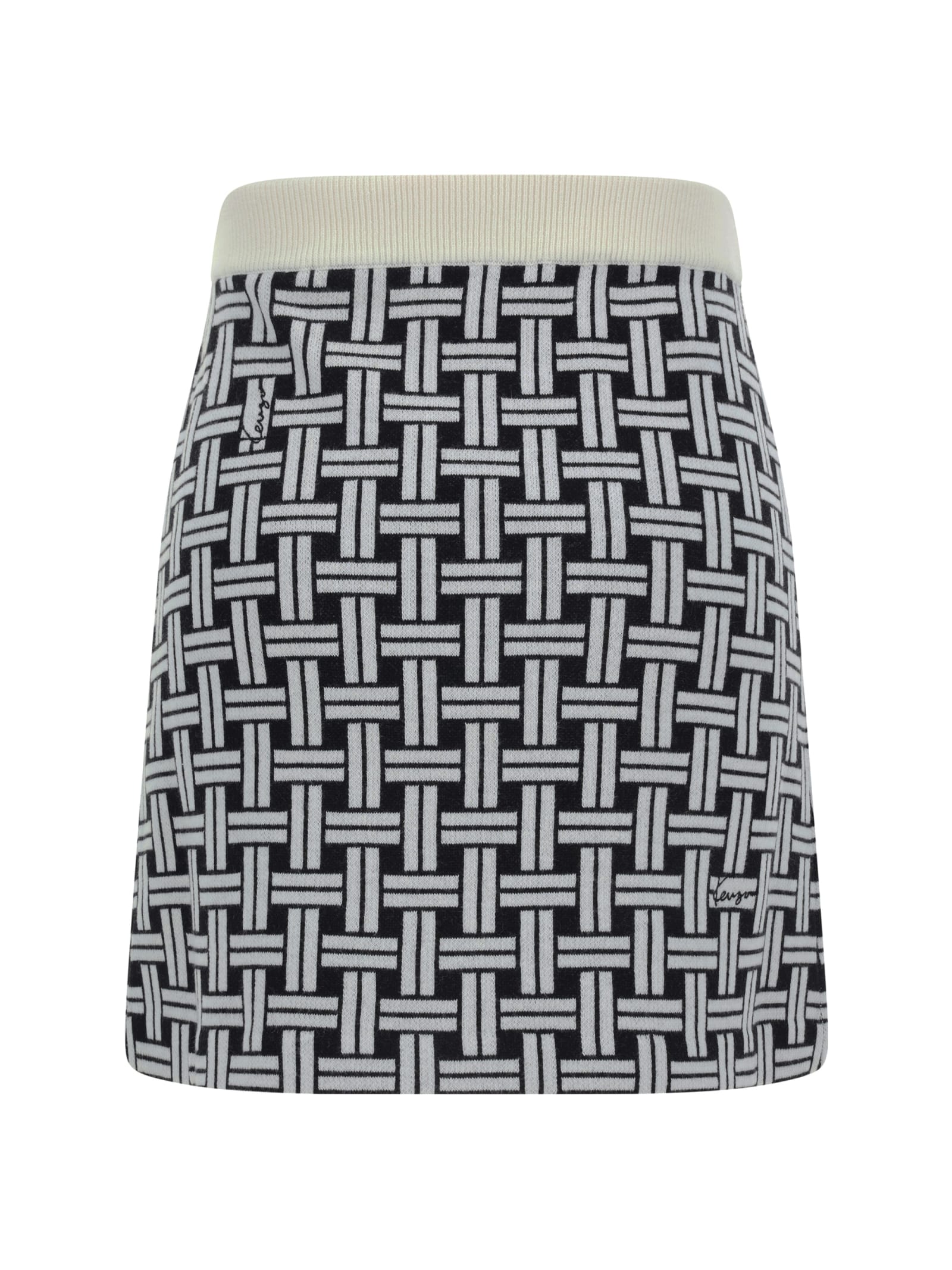 Shop Kenzo Weave Skirt In Off White