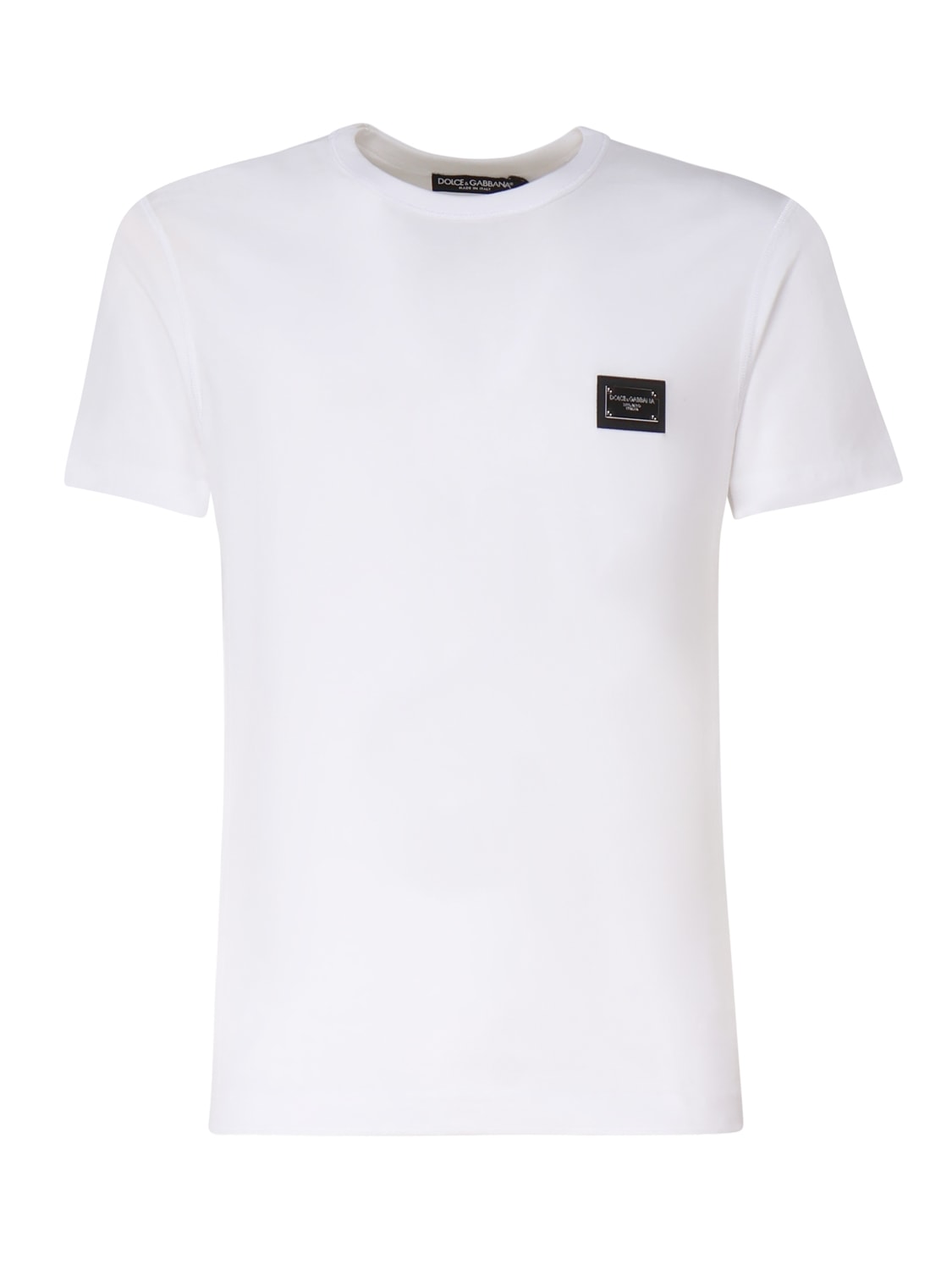 Shop Dolce & Gabbana Cotton T-shirt With Logo Plaque In White