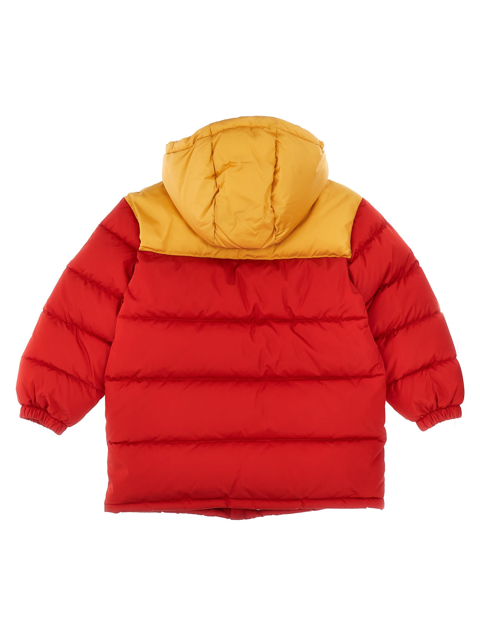 Shop Gucci Hooded Logo Puffer Jacket In Multicolor