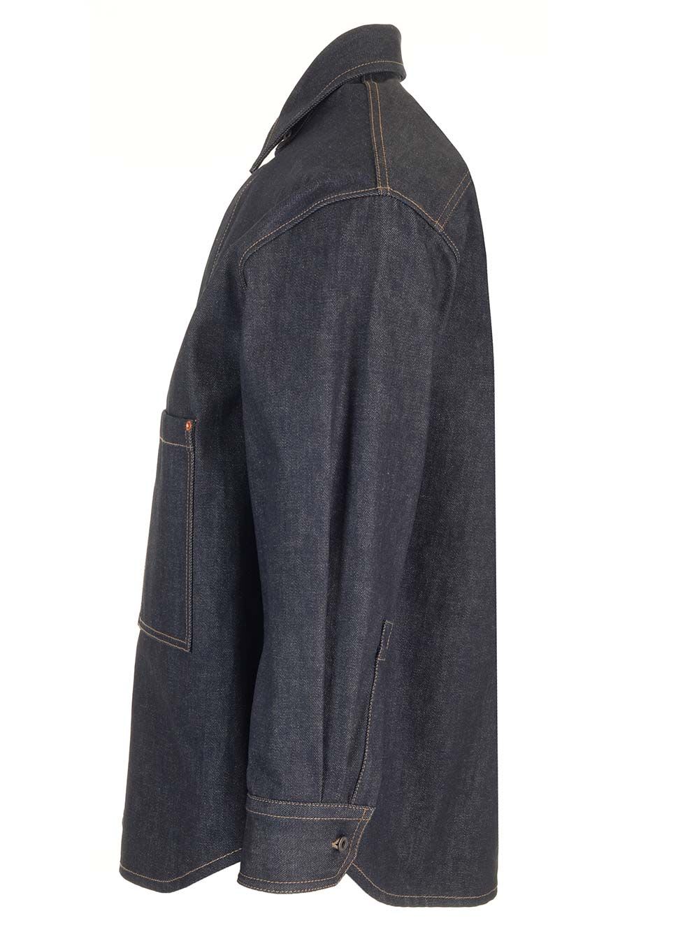 Shop Valentino Dark Blue Denim Overshirt