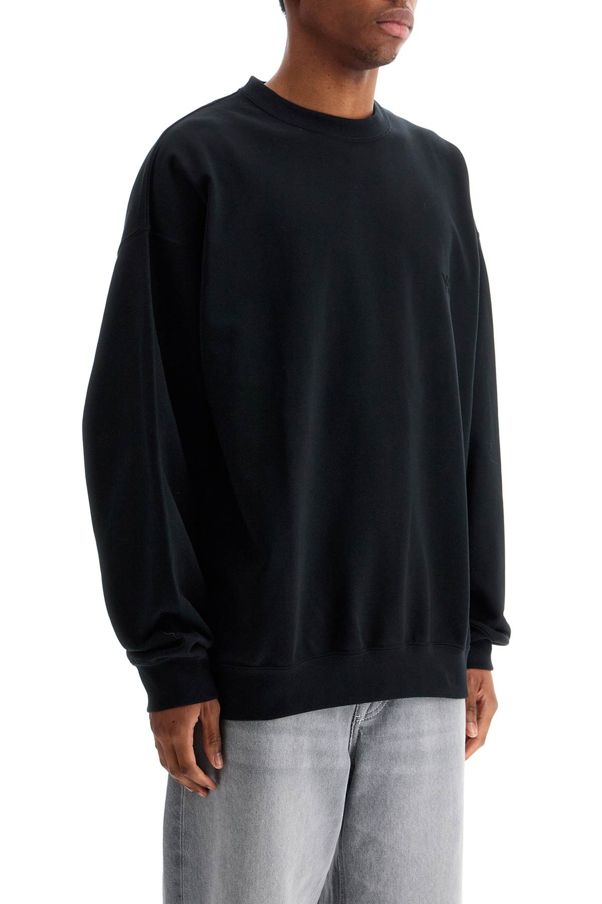 Y-3 Y 3 Crewneck Sweatshirt With Rubberized Logo Print On Sleeve In Black (black)