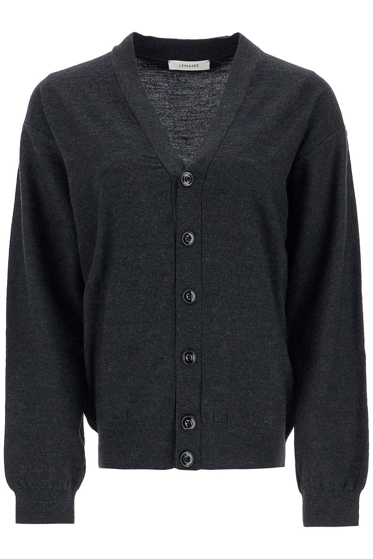 Lemaire Convertible Wool Cardigan For All In Anthracite (grey)