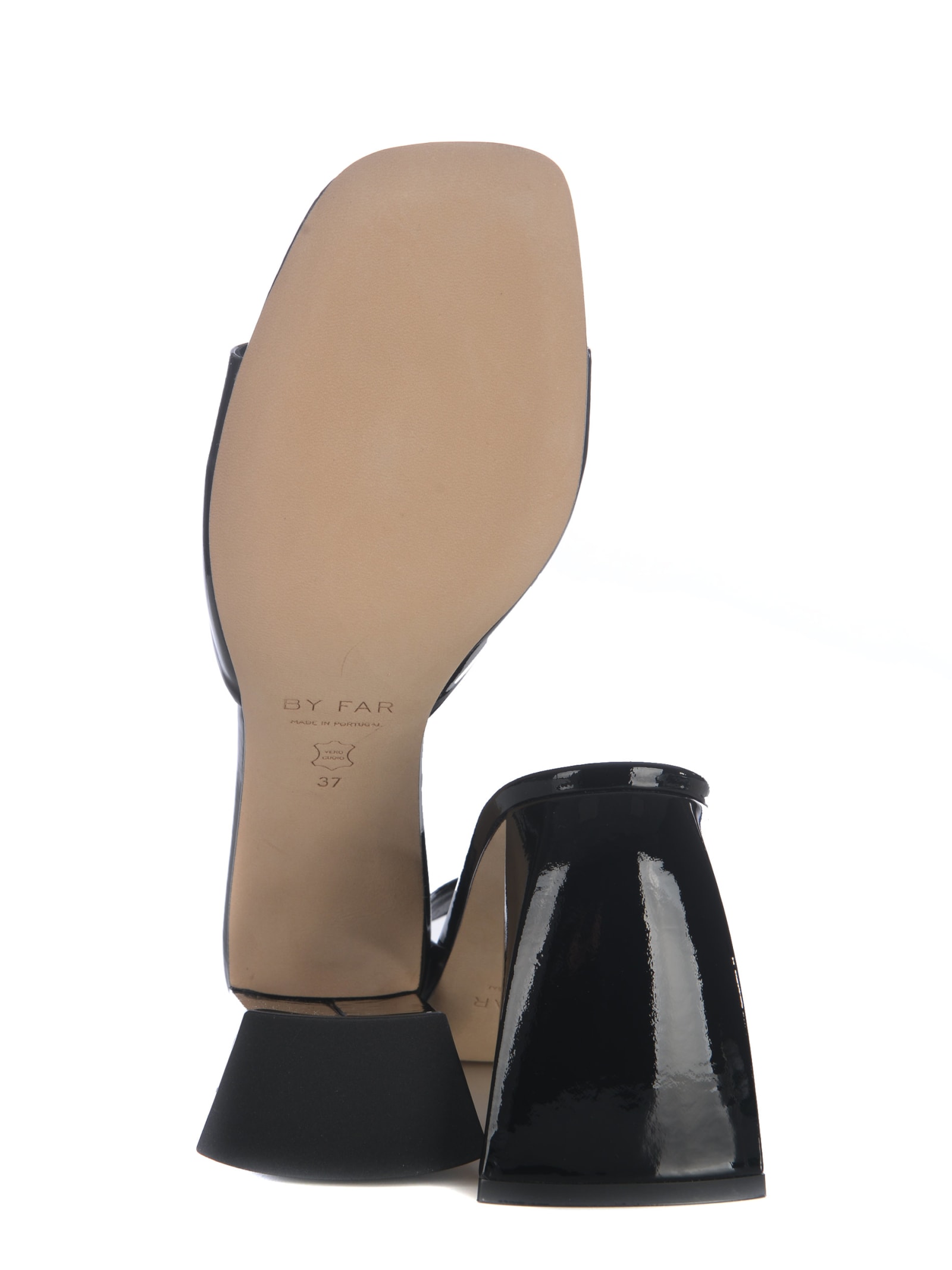 Shop By Far Sandal  Michele In Semi-gloss Leather Available Store Pompei In Nero