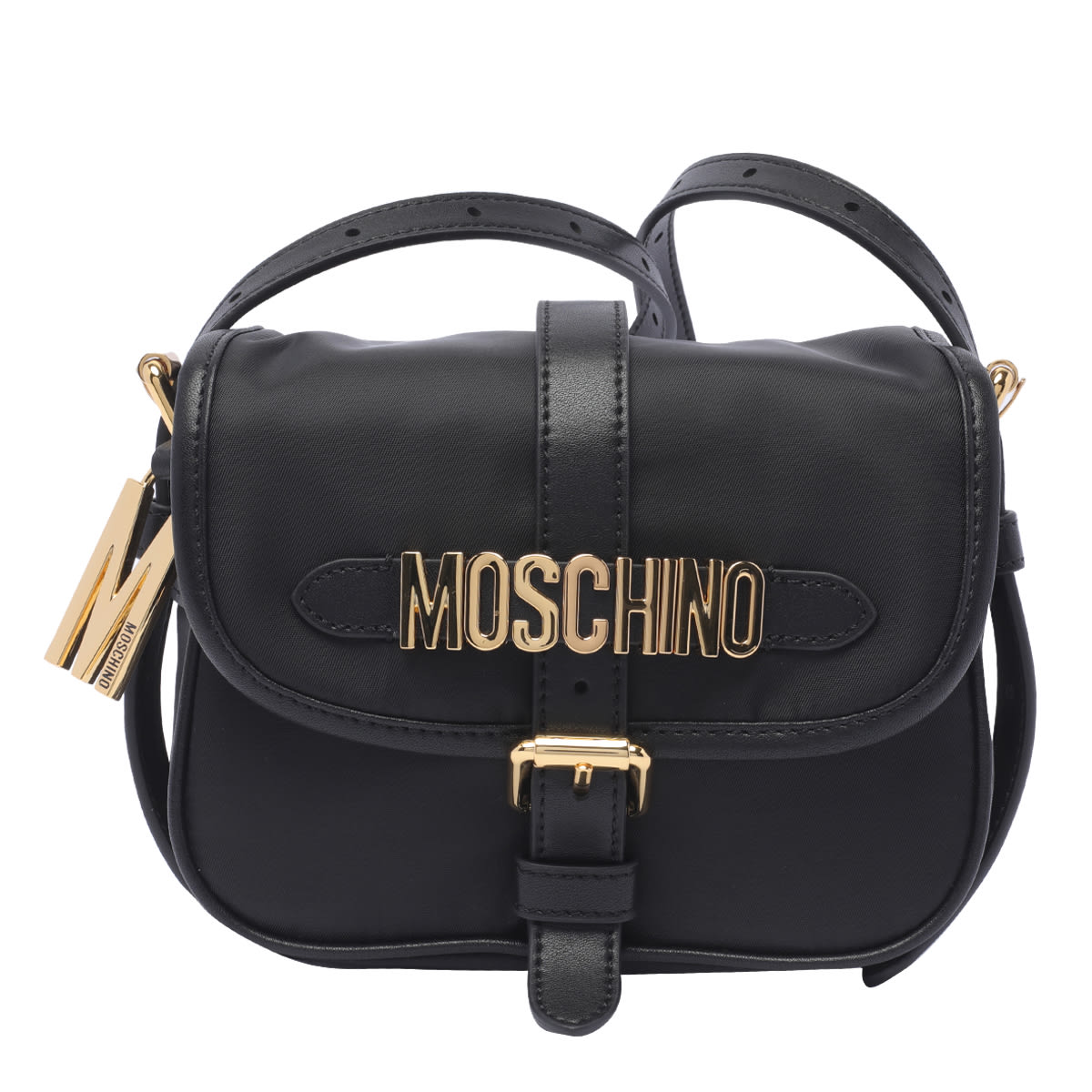 Shop Moschino Lettering Logo Crossbody Bag In Black