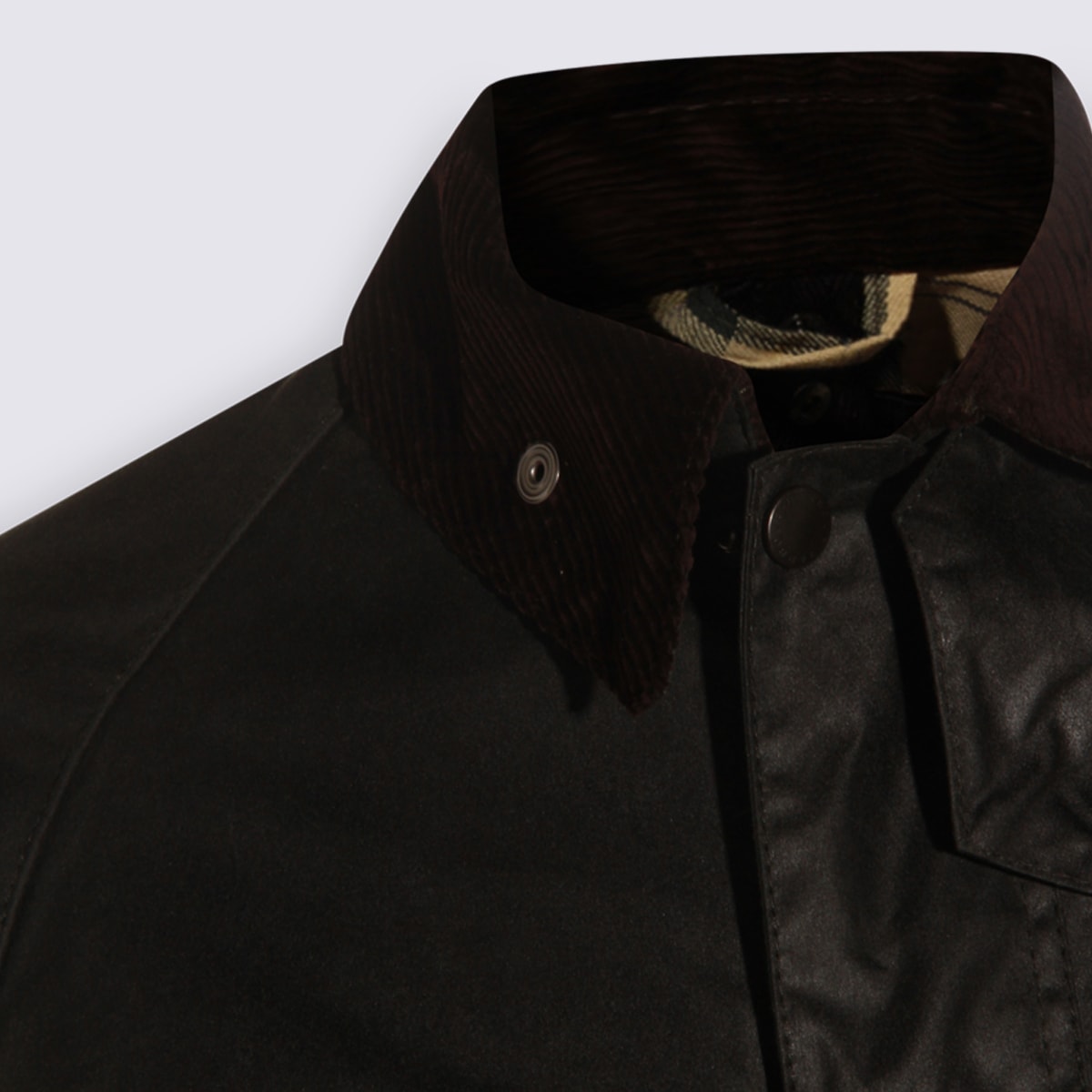 Barbour Relaxed Fit Jacket Corduroy Collar In Black
