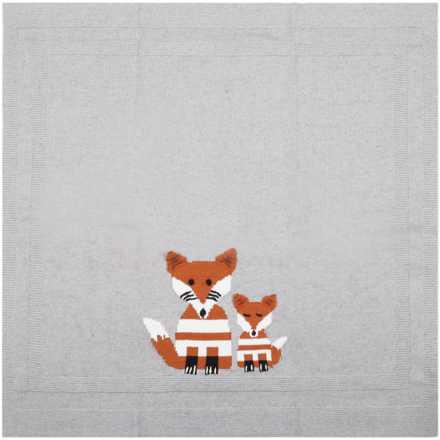 Stella McCartney Gray Blnket For Baby Boy With Foxes