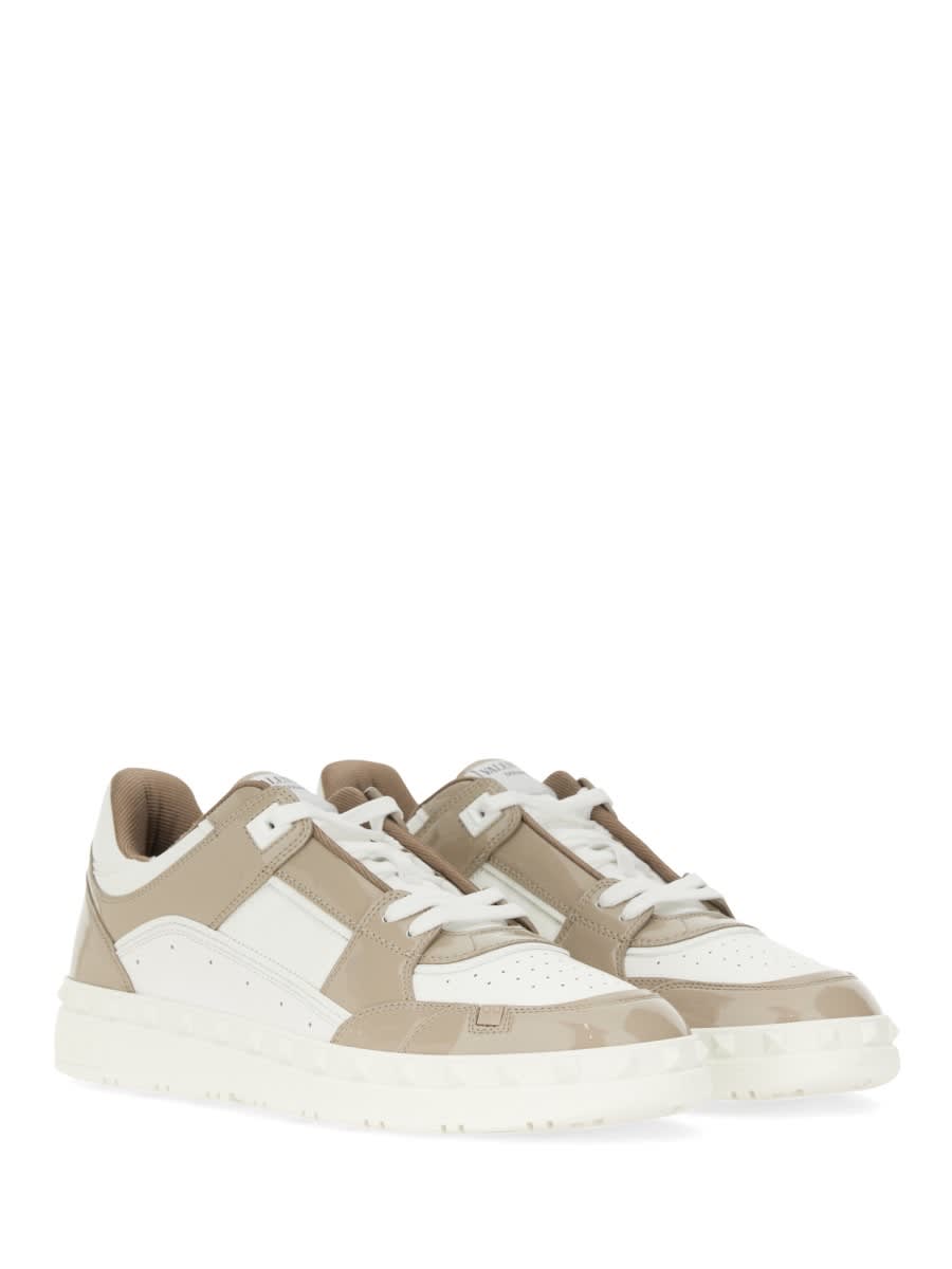 Valentino Freedots Leather Sneakers In White
