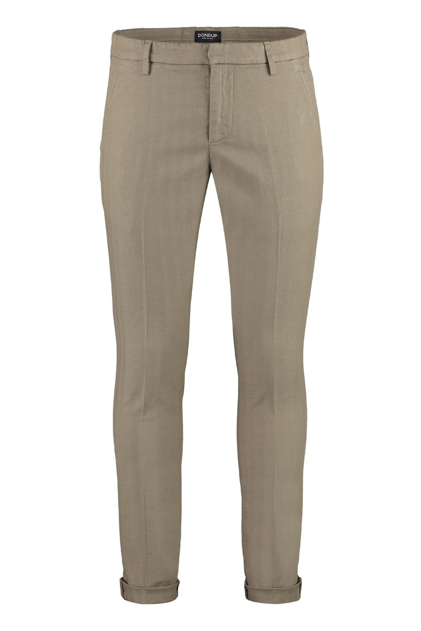 Shop Dondup Cotton Chino Trousers In Turtledove
