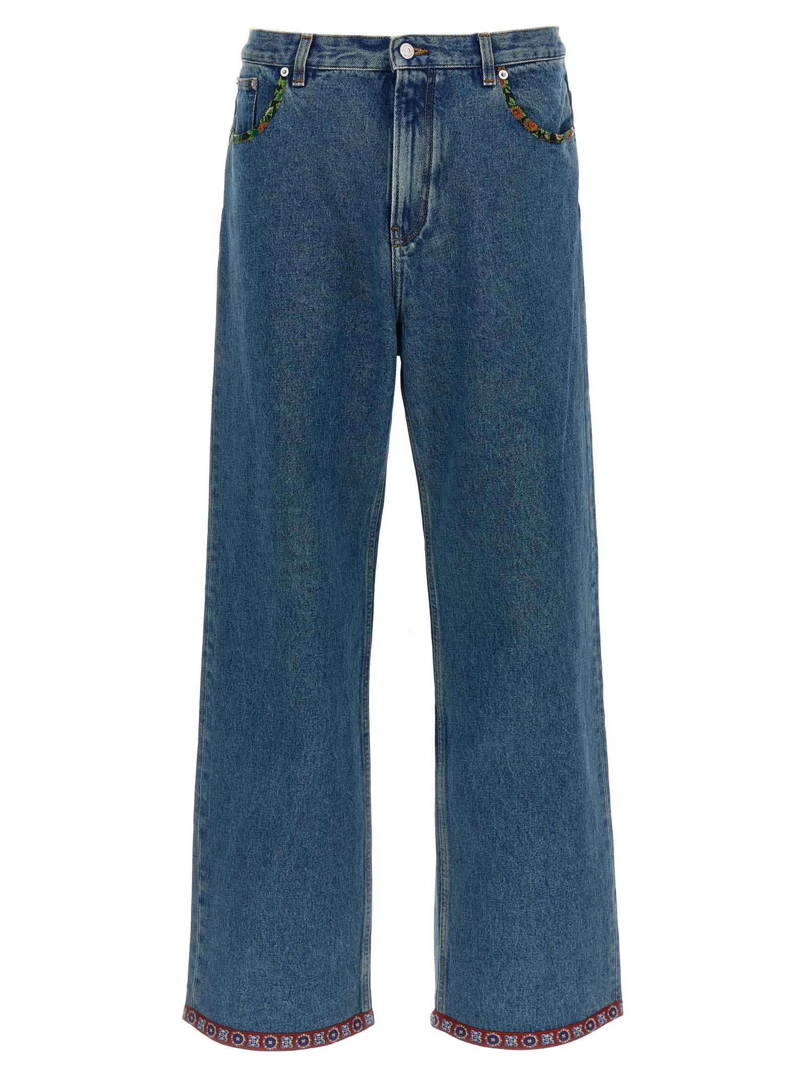 Valentino Denim Jeans With Back Patch Pockets In Blue