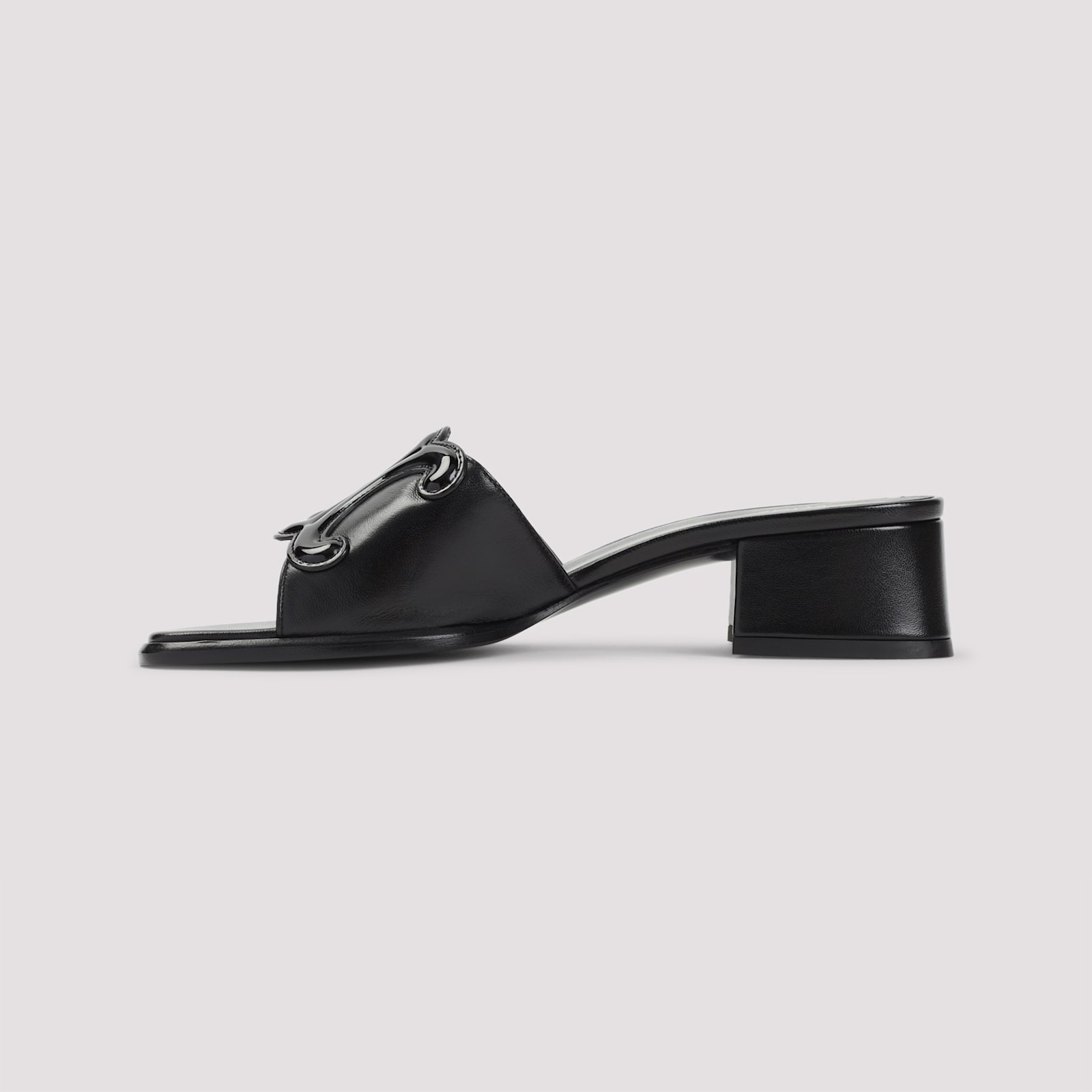 Celine Black Leather Triomphe 40 Mule In Multi