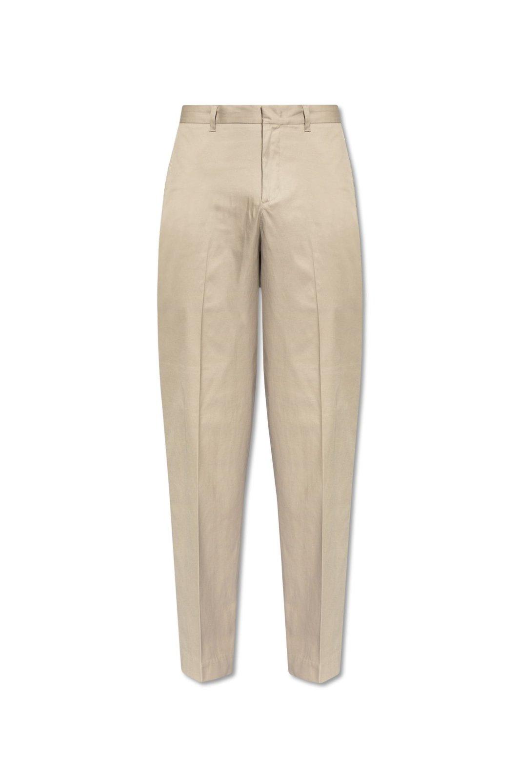 Shop Emporio Armani Cotton Trousers In Beige