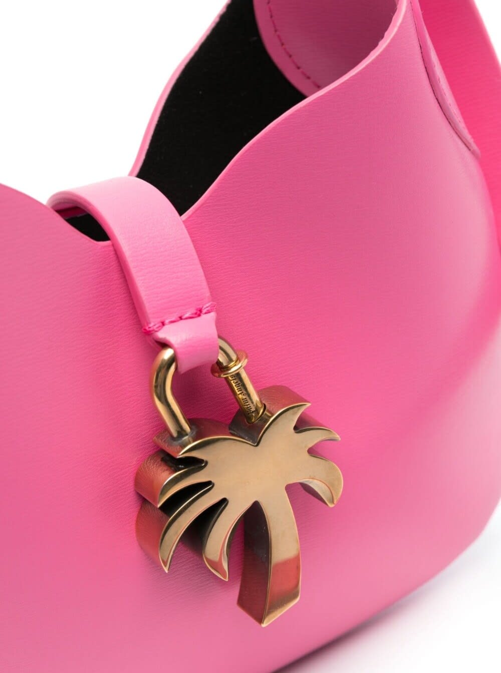 Shop Palm Angels Pink Hobo Bag With Plam Tree Plaque Detail In Leather Woman