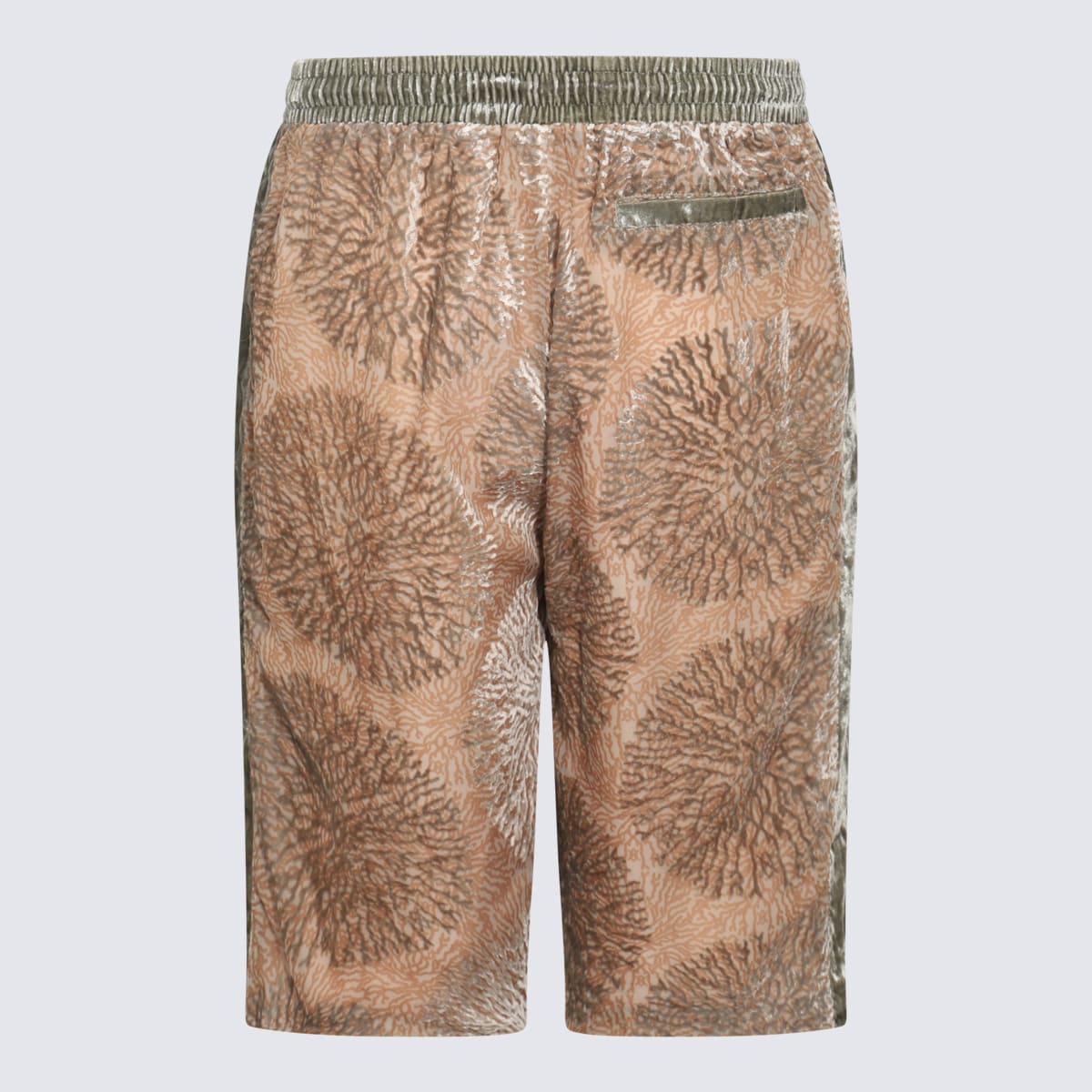 Beige And Green Viscose Blend Shorts